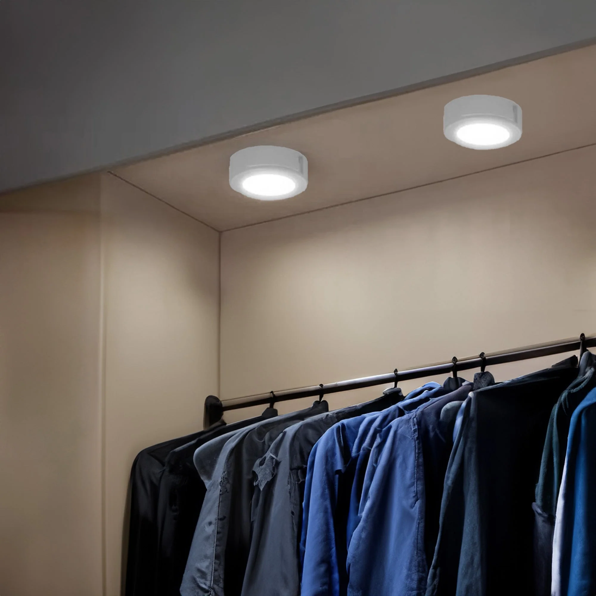 GE Set of 5 Dimmable Modern Corded Electric Plastic LED 4 Watt Puck Light, White - Image 4