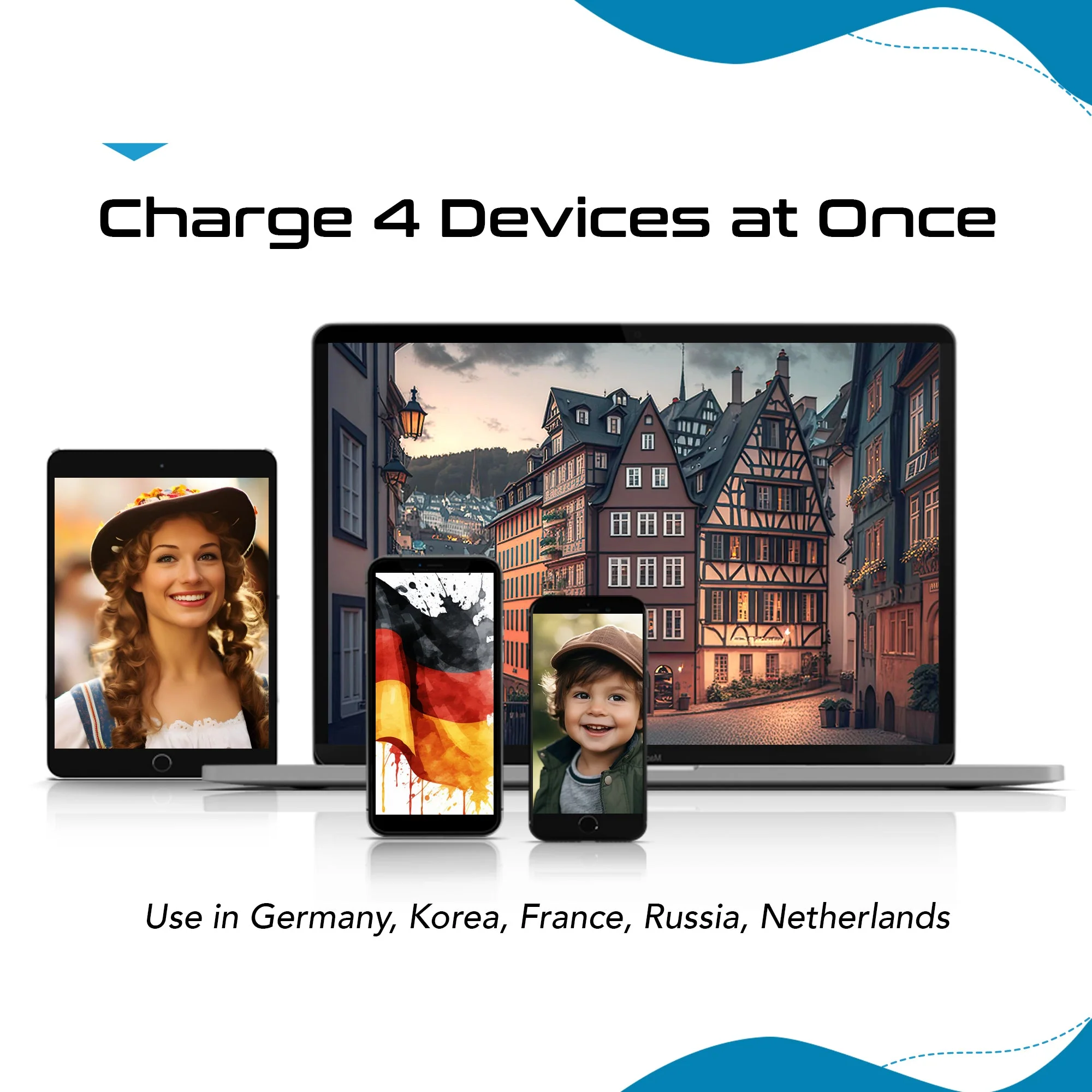 Germany, Korea Travel Adapter Set | Type E/F - USB & USB-C Ports + 2 US Outlets (PAK-SCHUKO) - Image 9