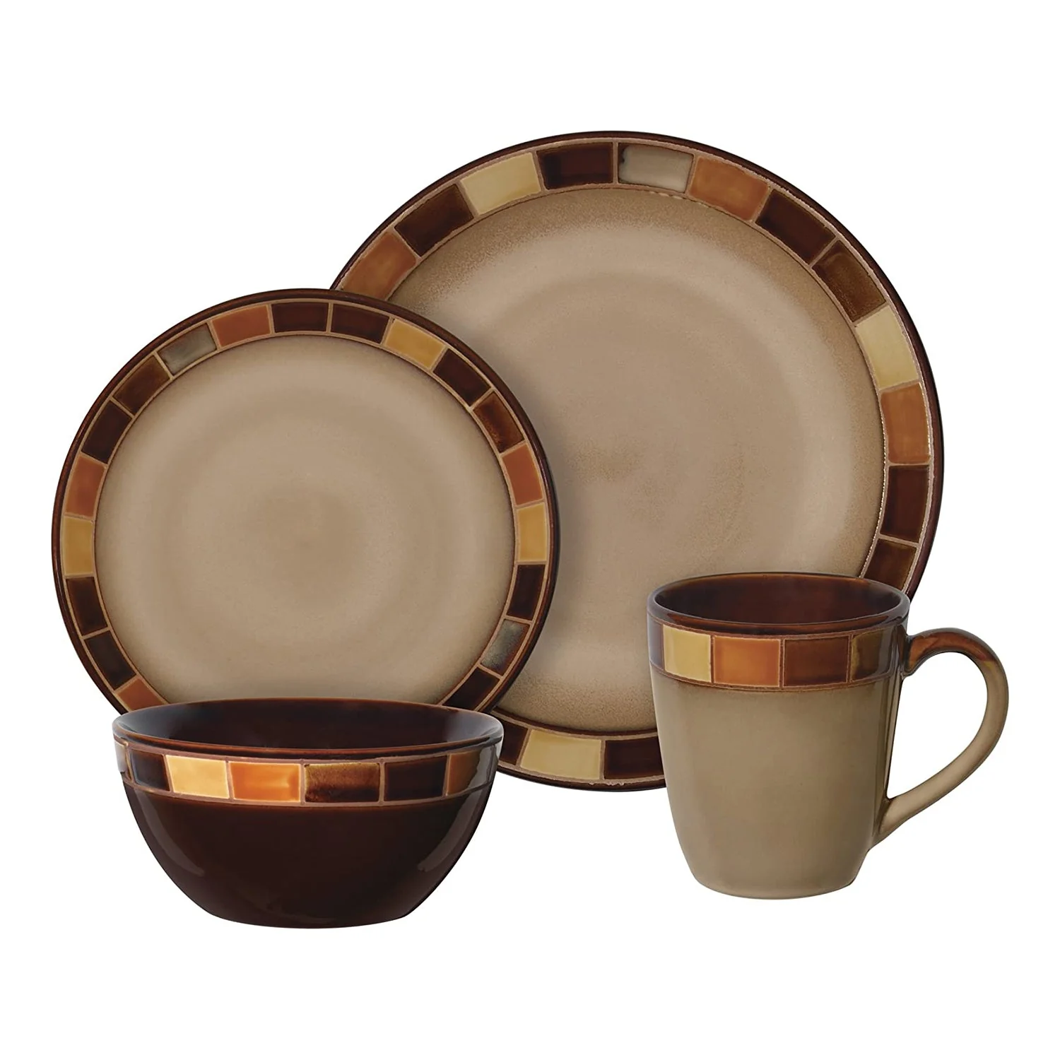 Gibson Elite Casa Estebana 16 Piece Dinnerware Plates, Bowls, & Mugs Set, Cream - Image 2