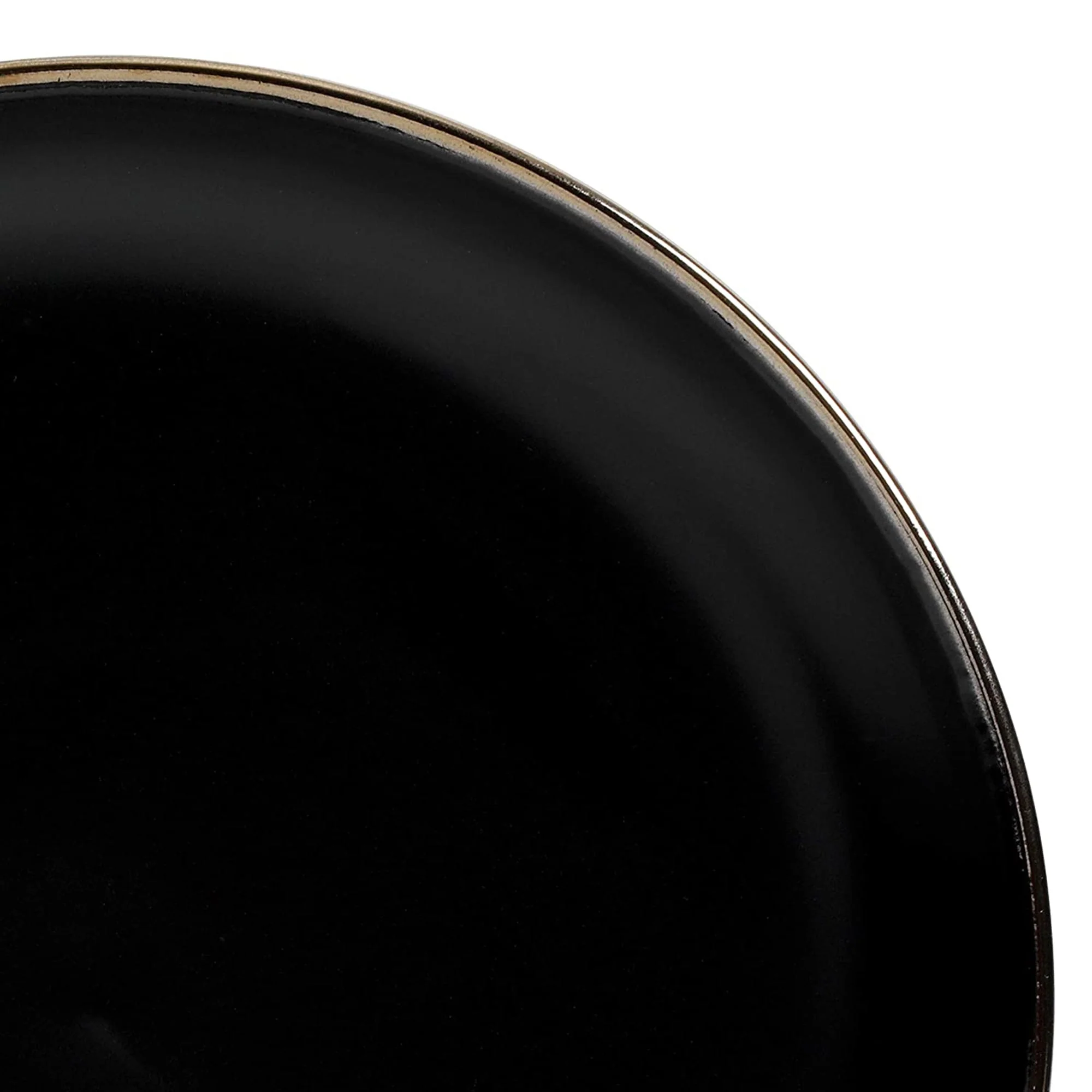 Gibson Home Rockaway Round Stoneware Dinnerware, Set of 16, Black with Gold Rim - Image 4