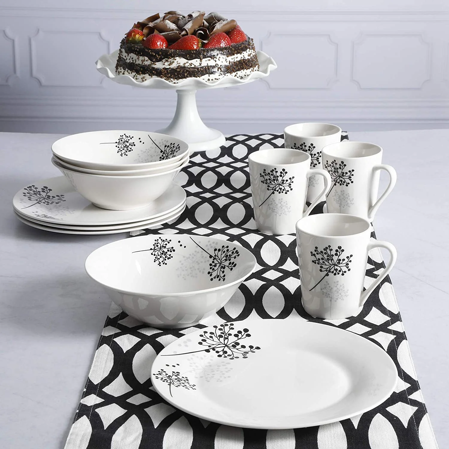 Gibson Netherwood 12 Piece Round Glaze Dinnerware Plates, Bowls, and Mugs, White - Image 8