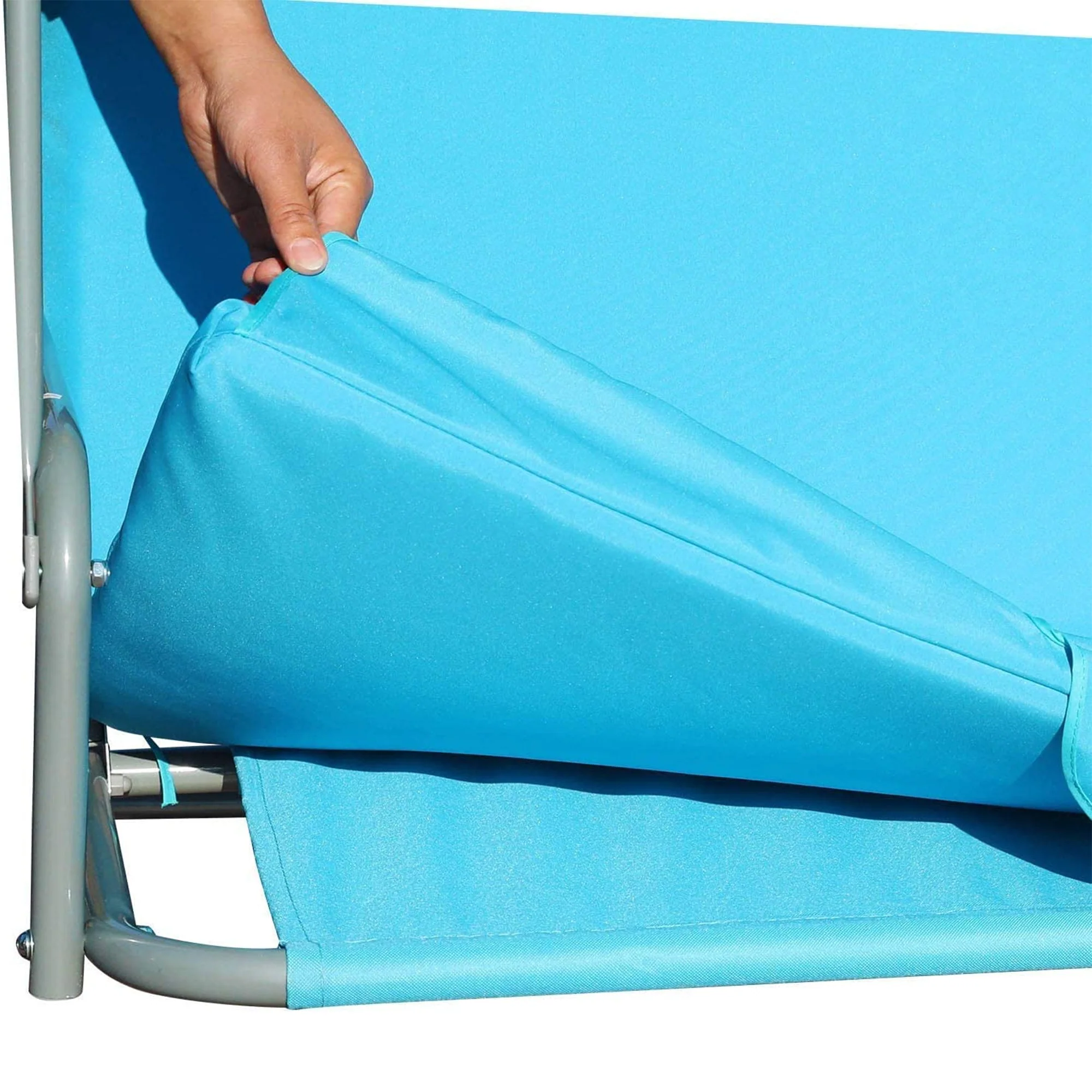 GOLDSUN 3 Person Swing Hammock w/Utility Tray, Removable Cushion & Canopy, Blue - Image 5