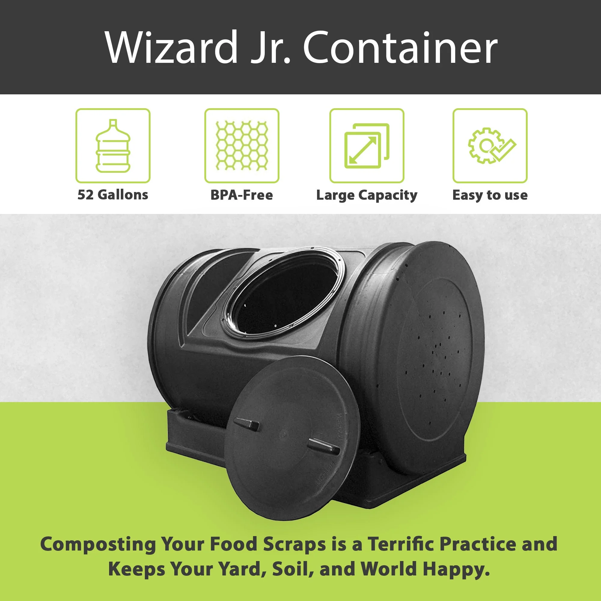 Good Ideas Compost Wizard Jr Outdoor Garden Compost Bin Container, Black - Image 2