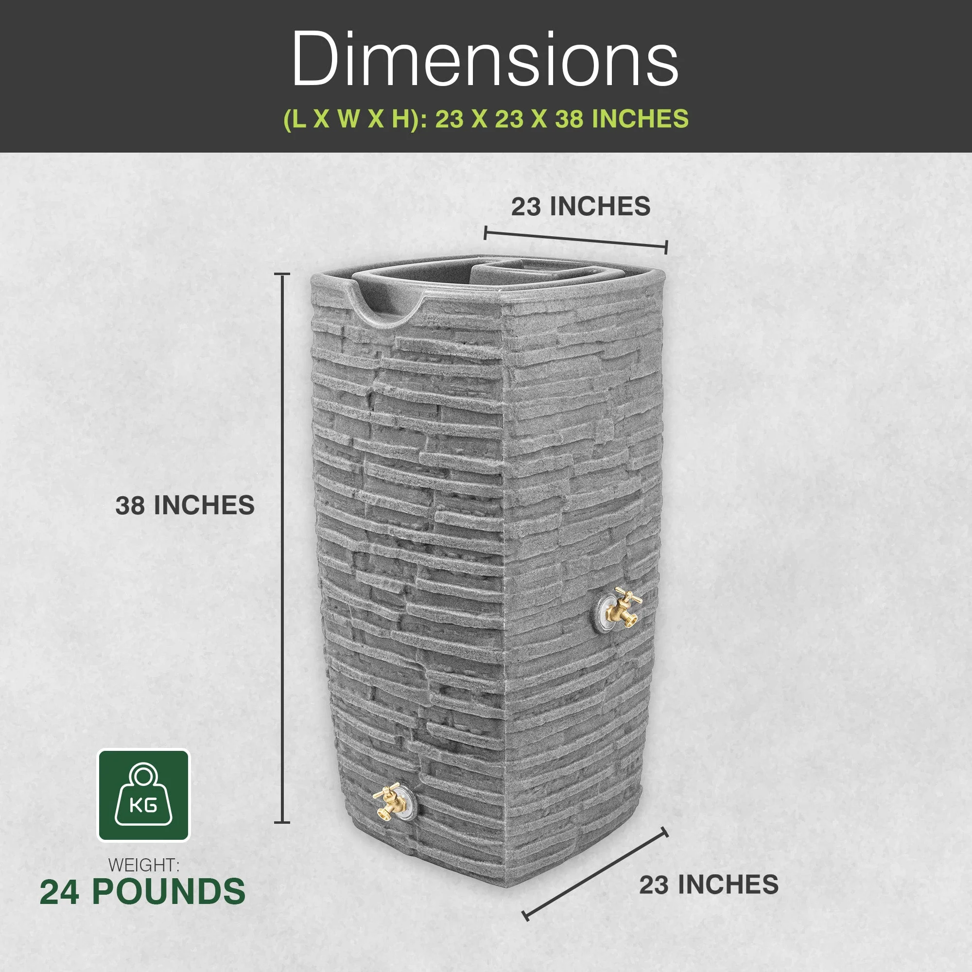 Good Ideas Impressions Riverwalk 50 Gallon Rain Saver, Light Granite (2 Pack) - Image 3