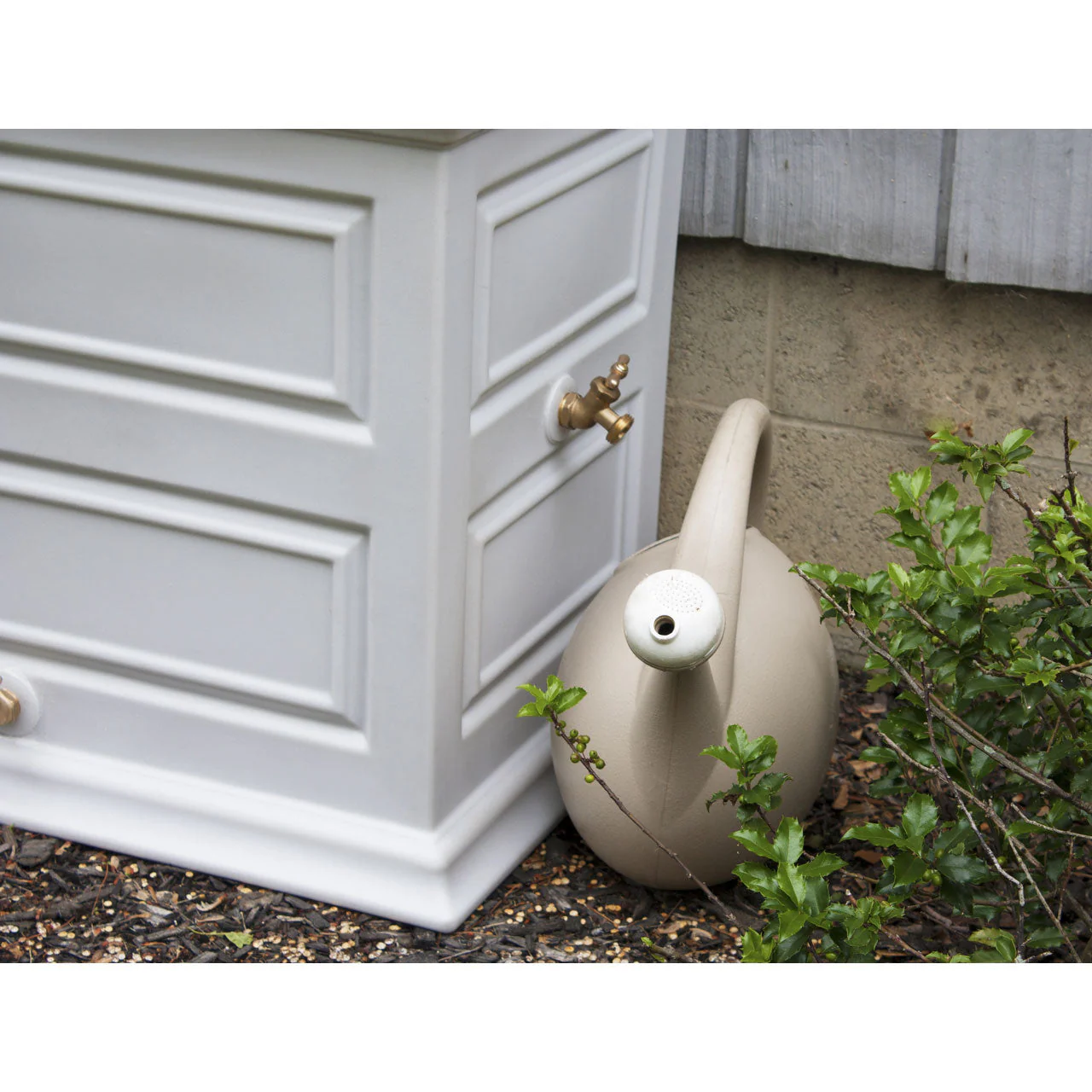 Good Ideas Savannah 50 Gal Colonial Rain Barrel Planter w/ Brass Spigot (2 Pack) - Image 4