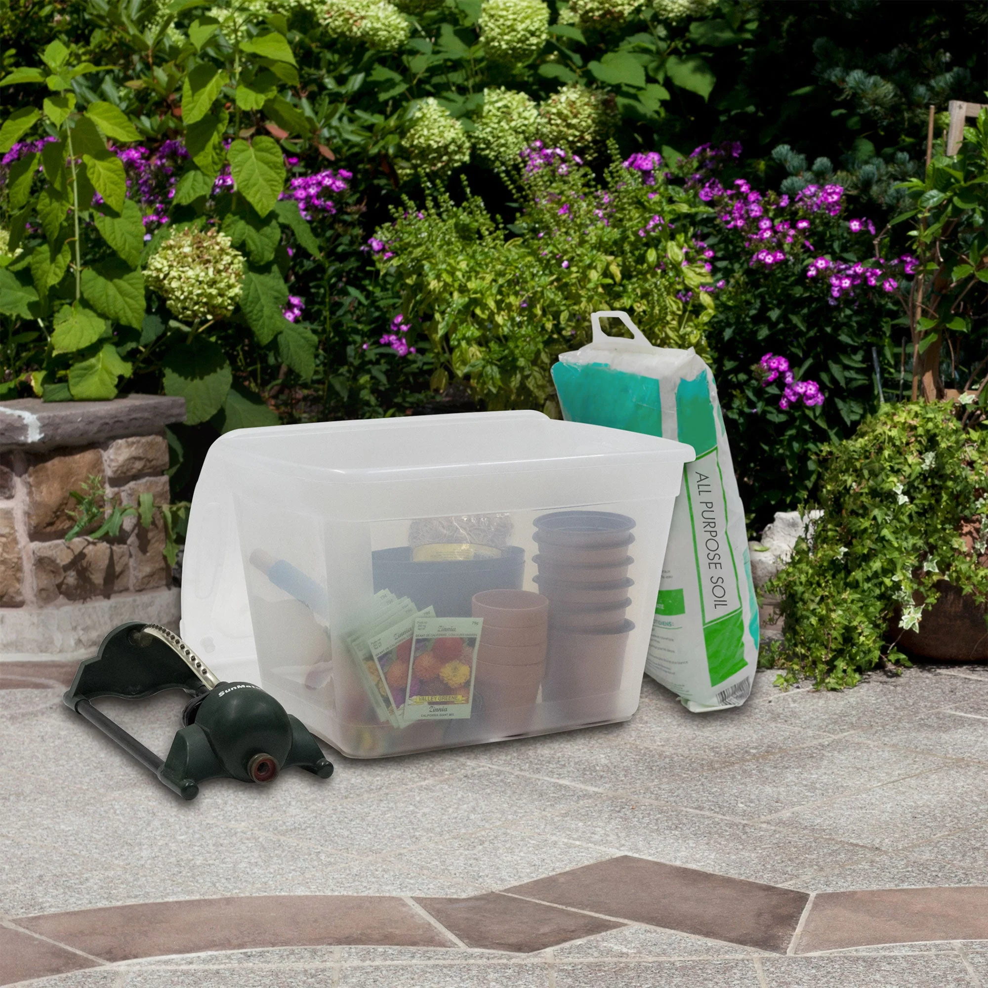 Gracious Living 10 gal Stackable Storage Container Bin w/Lid, Clear (8 Pack) - Image 5