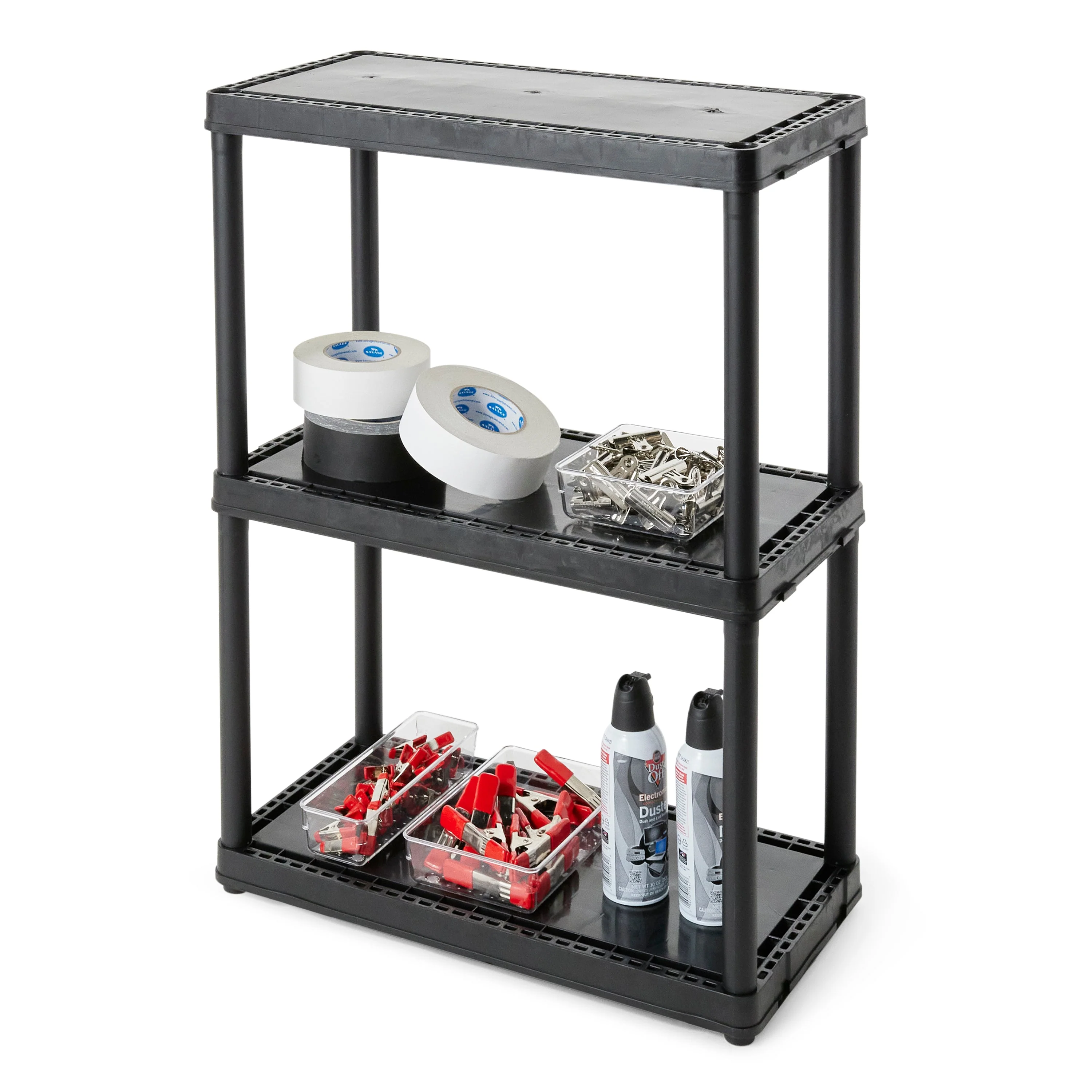 Gracious Living 3 Shelf Fixed Height Light Duty Storage Unit, Black (2 Pack) - Image 5