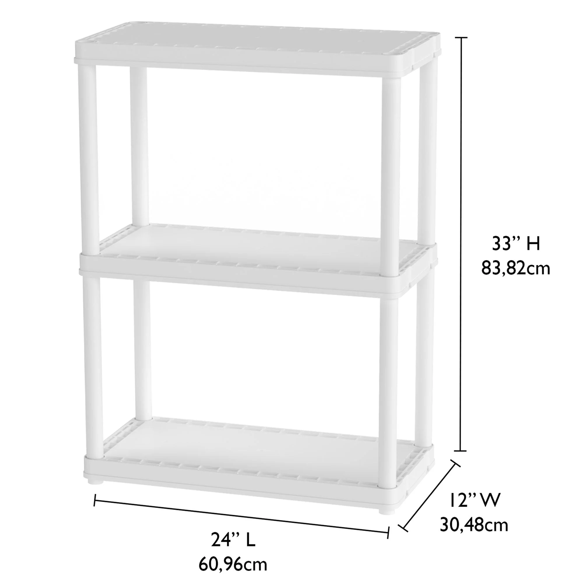 Gracious Living 3 Shelf Fixed Height Solid Light Duty Home Storage Unit, White - Image 10