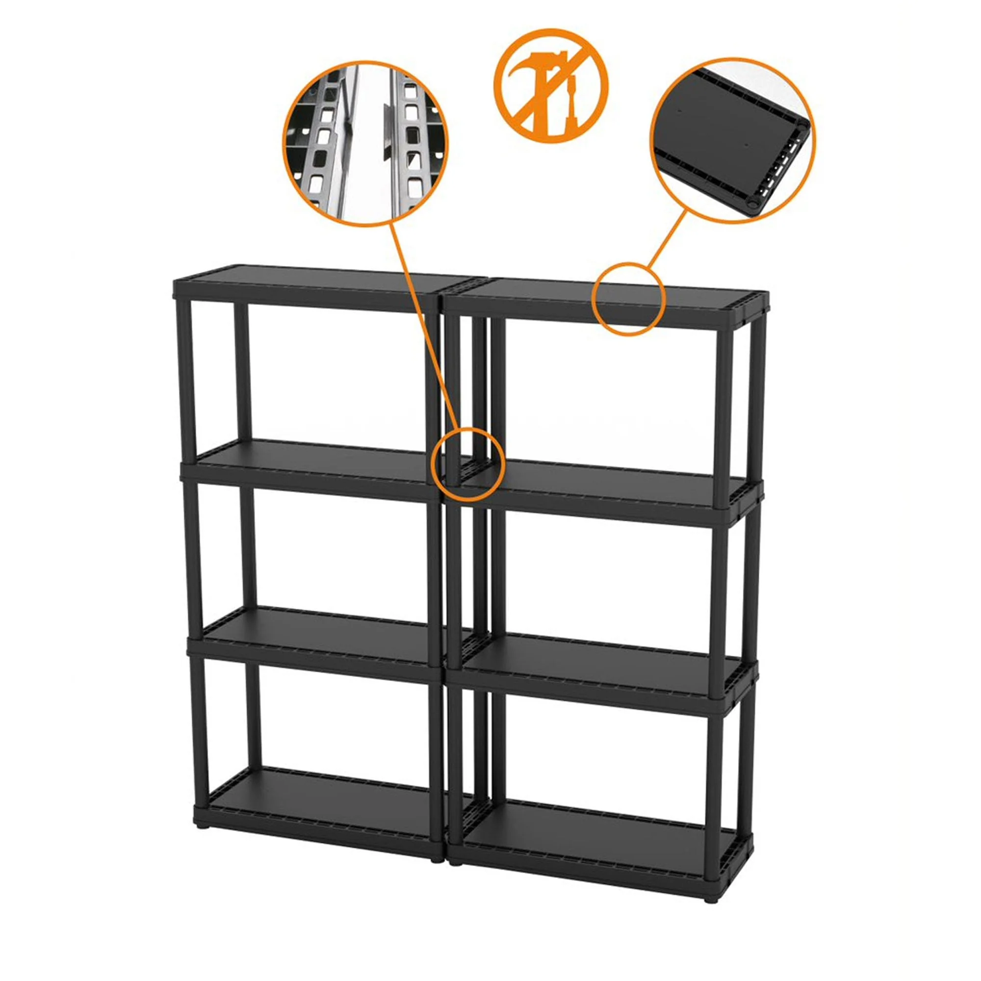 Gracious Living 4 Shelf Fixed Height Light Duty Storage Unit, Black (3 Pack) - Image 8