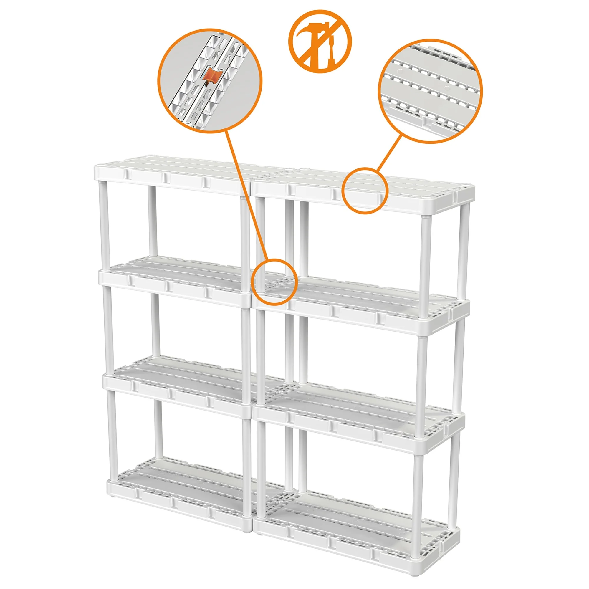Gracious Living 4 Shelf Knect-A-Shelf Ventilated Storage Unit, White (3 Pack) - Image 8