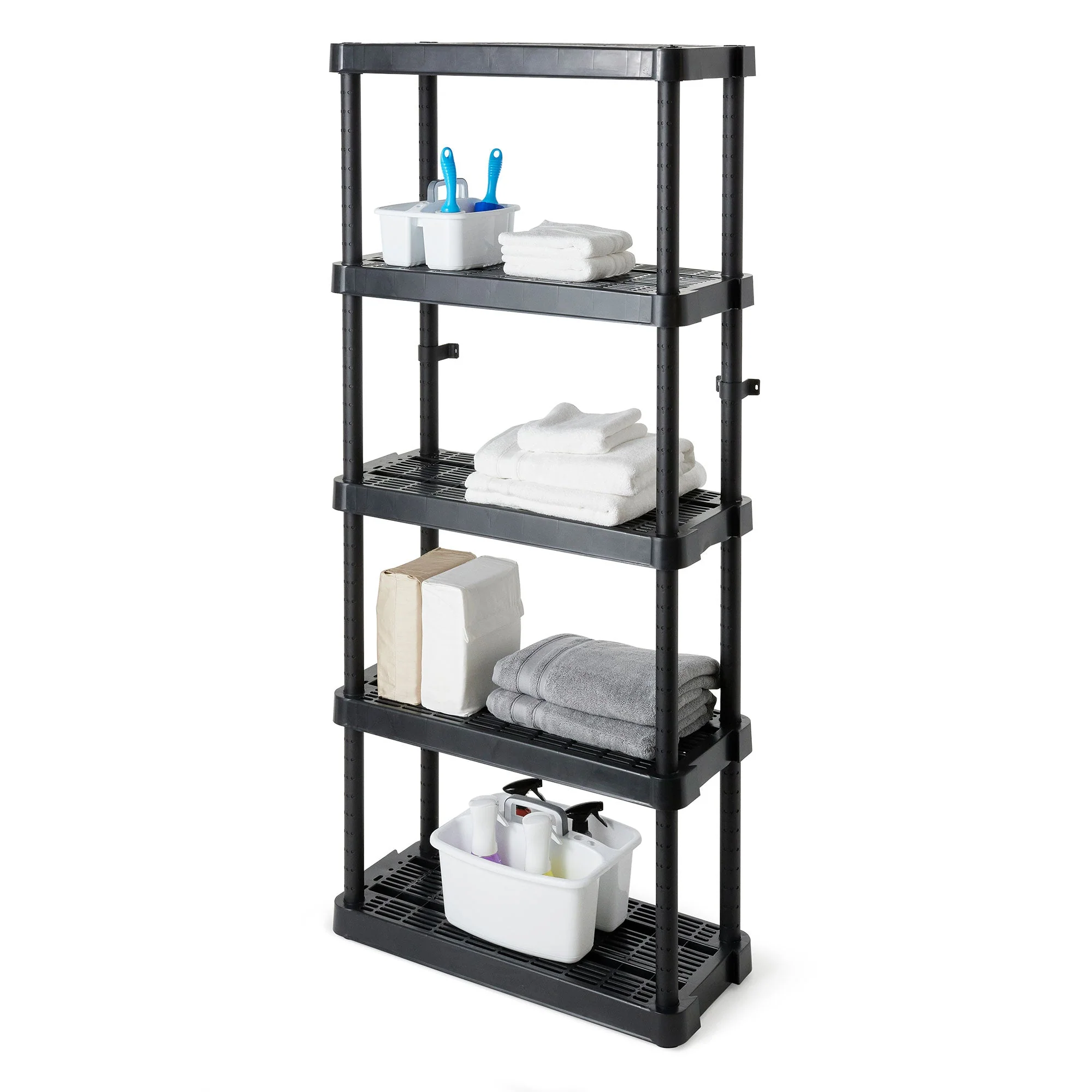 Gracious Living 5 Shelf Adjustable Ventilated Medium Duty Shelving Unit, Black - Image 3