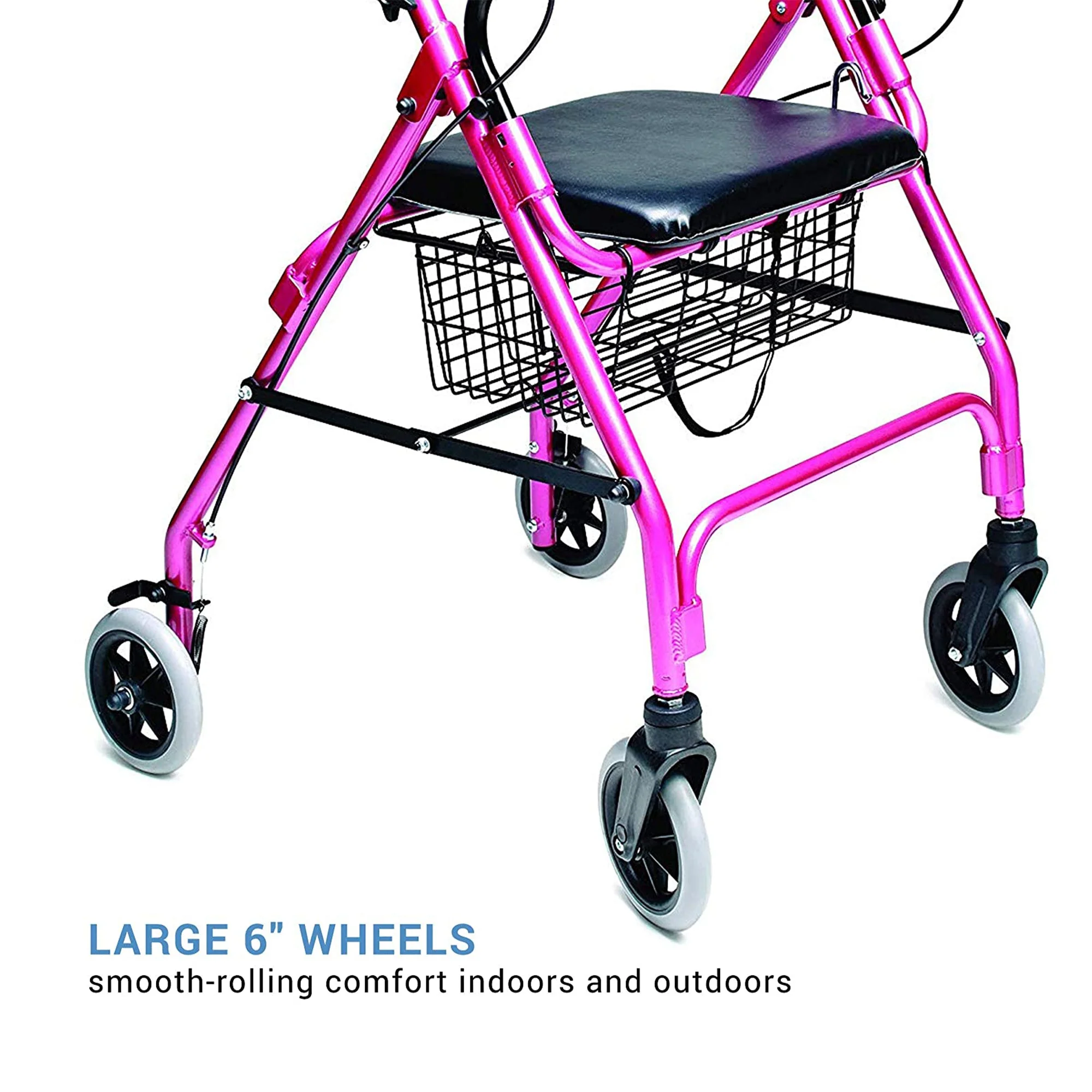 Graham Field Lumex Walkabout Lite Rollator with Seat and 6 Inch Wheels, Pink - Image 3