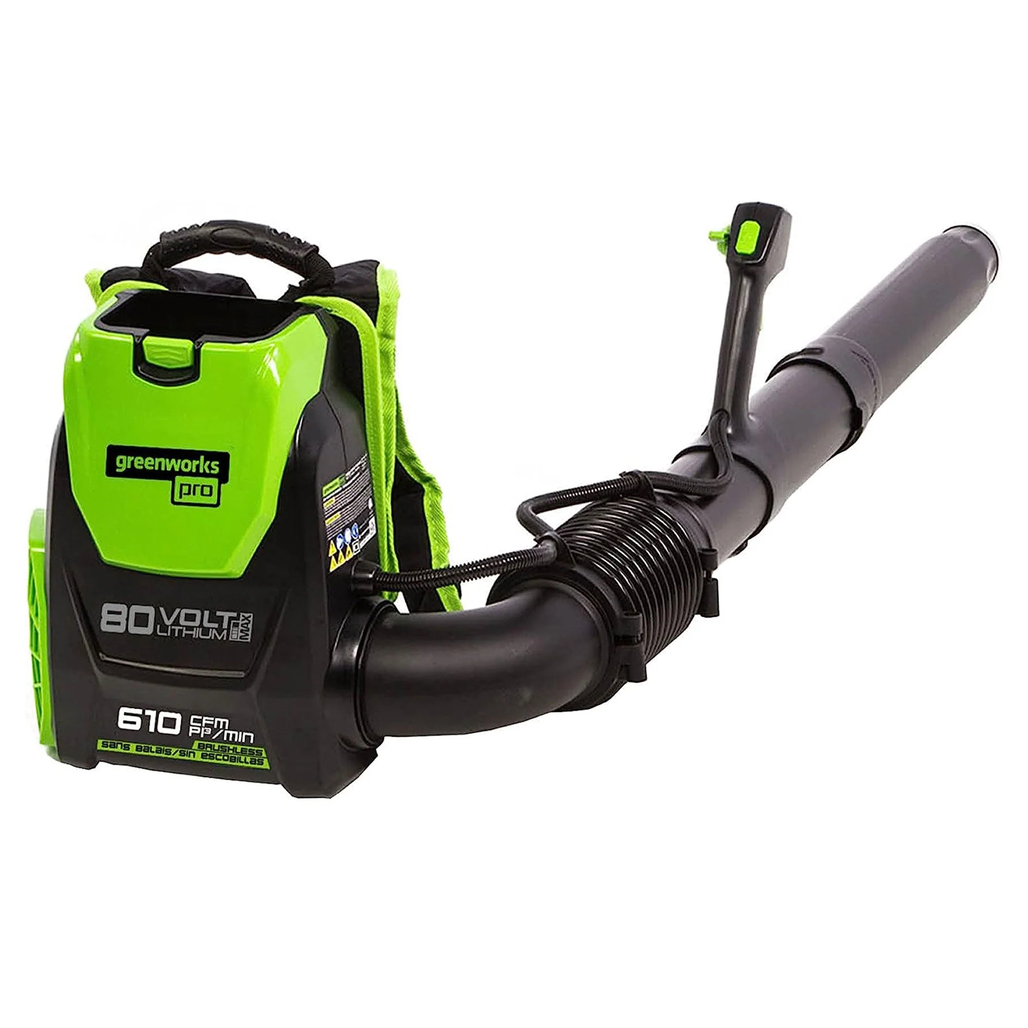 Greenworks Cordless Backpack Blower with 80 Volt 2.5Ah Battery & Charger, Green - Image 12