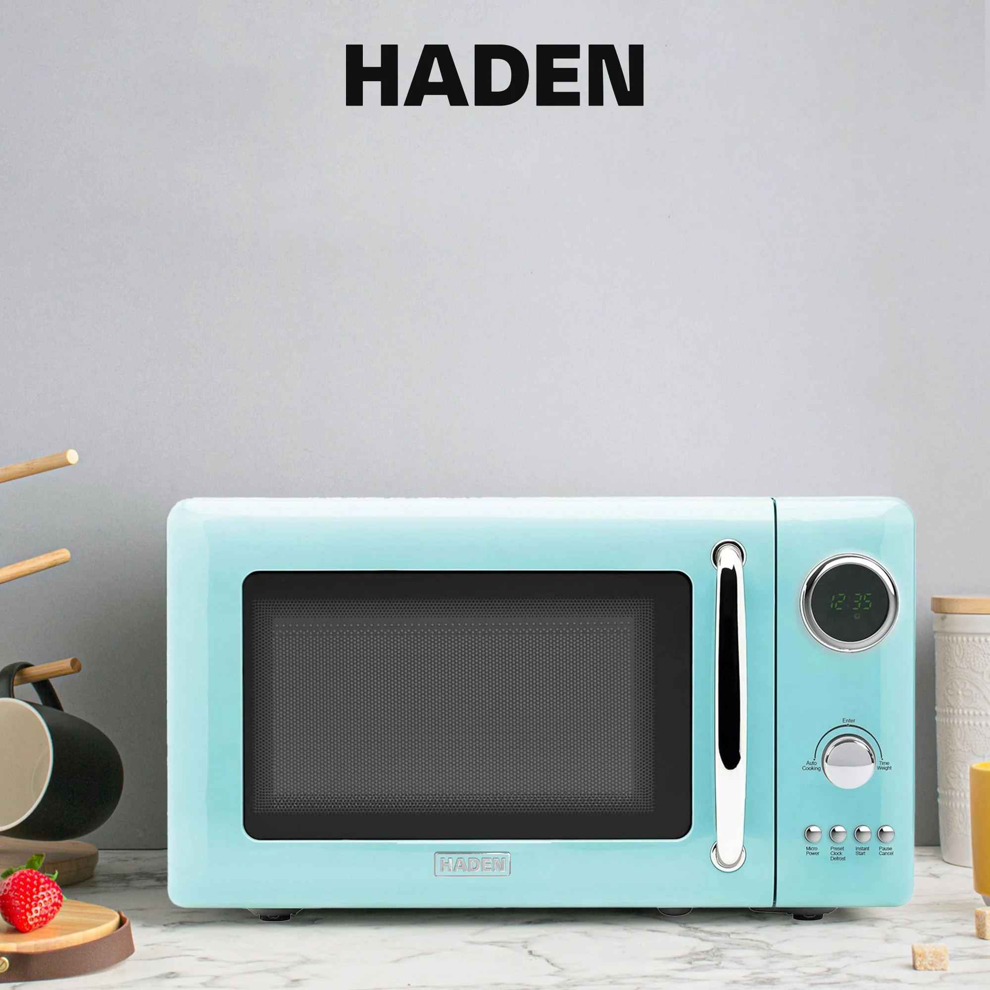 Haden 700 Watt 0.7 Cubic Foot Microwave Oven with Digital Controls, Turquoise - Image 7