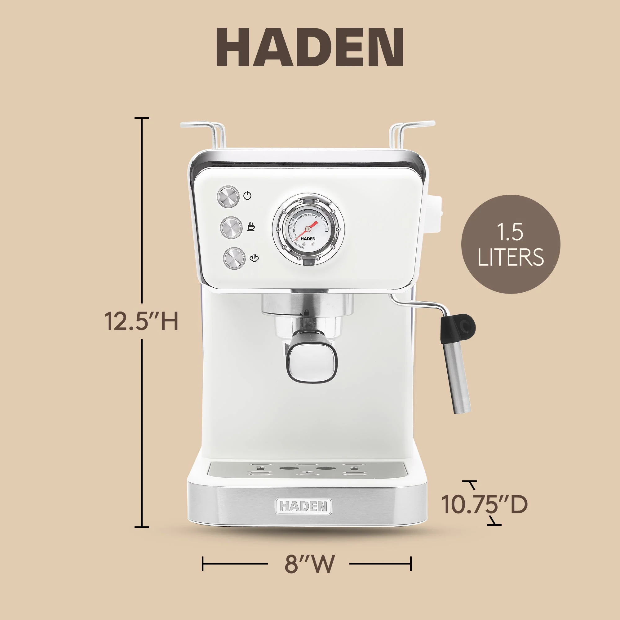 Haden Barista Brew Espresso Coffee Machine 20-Bar Espresso Maker, Ivory & Copper - Image 4