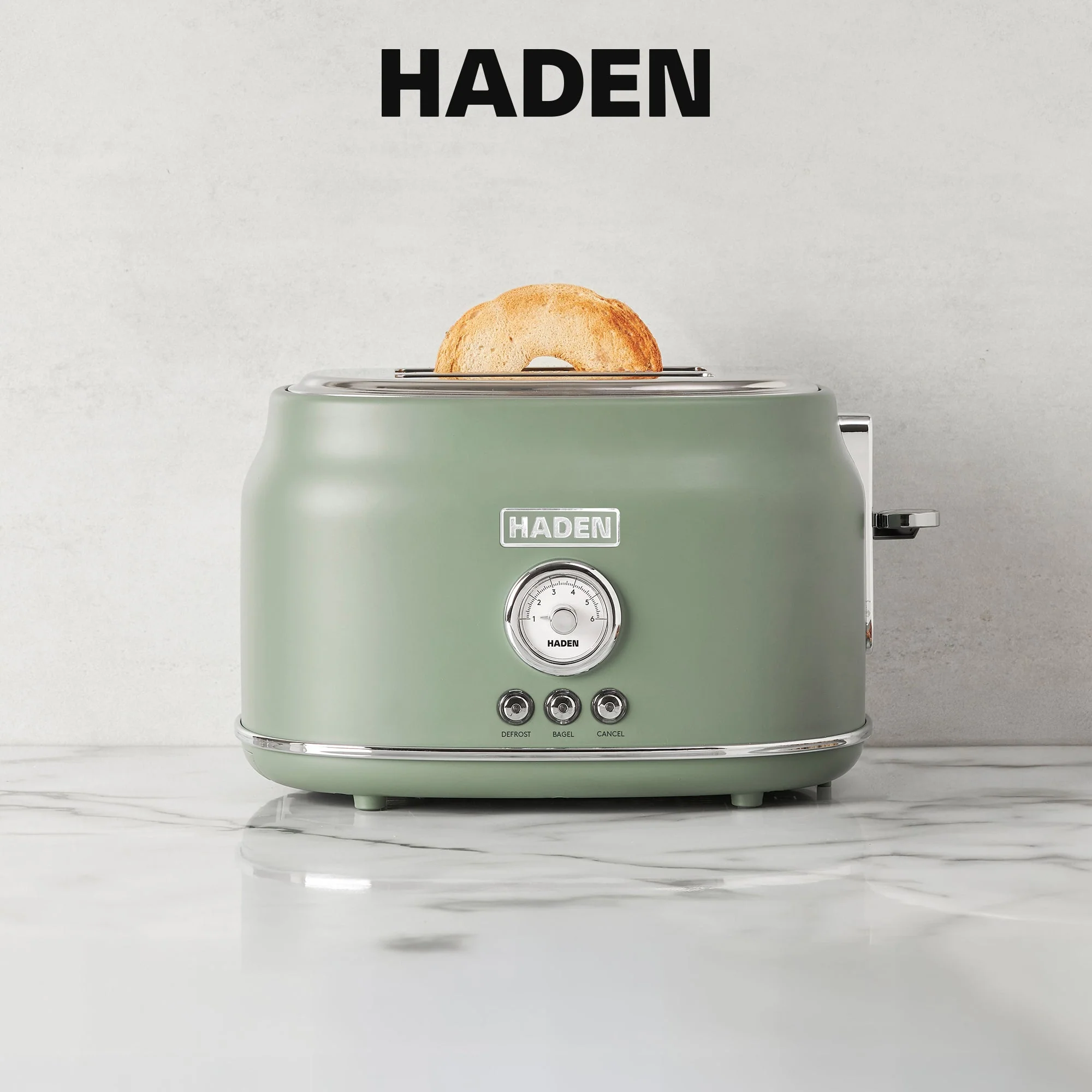 Haden Dorset 2 Slice Wide Slot Stainless Steel Toaster, Cedar Green & Chrome - Image 6
