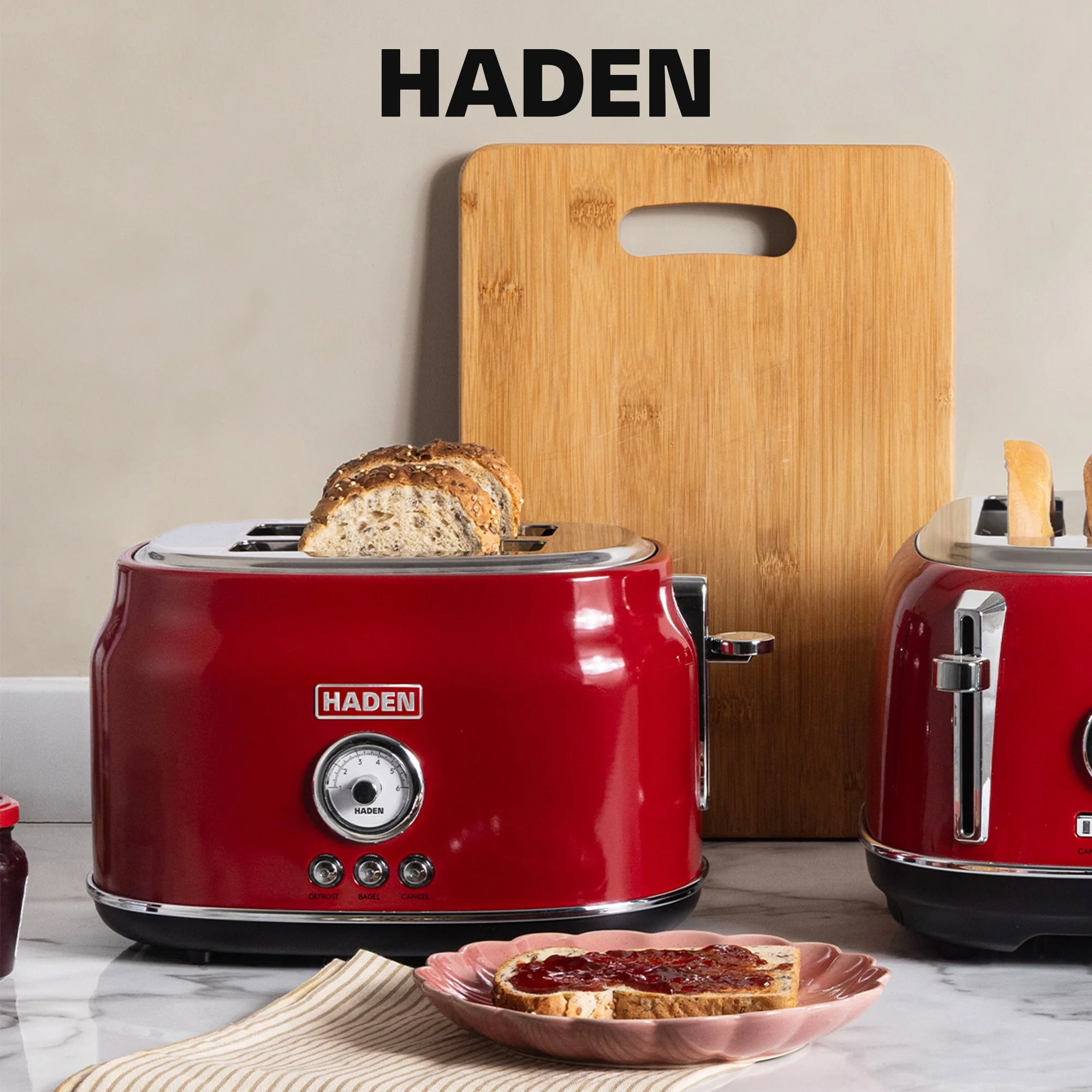 Haden Dorset 2 Slice Wide Slot Stainless Steel Toaster, Rectory Red - Image 6