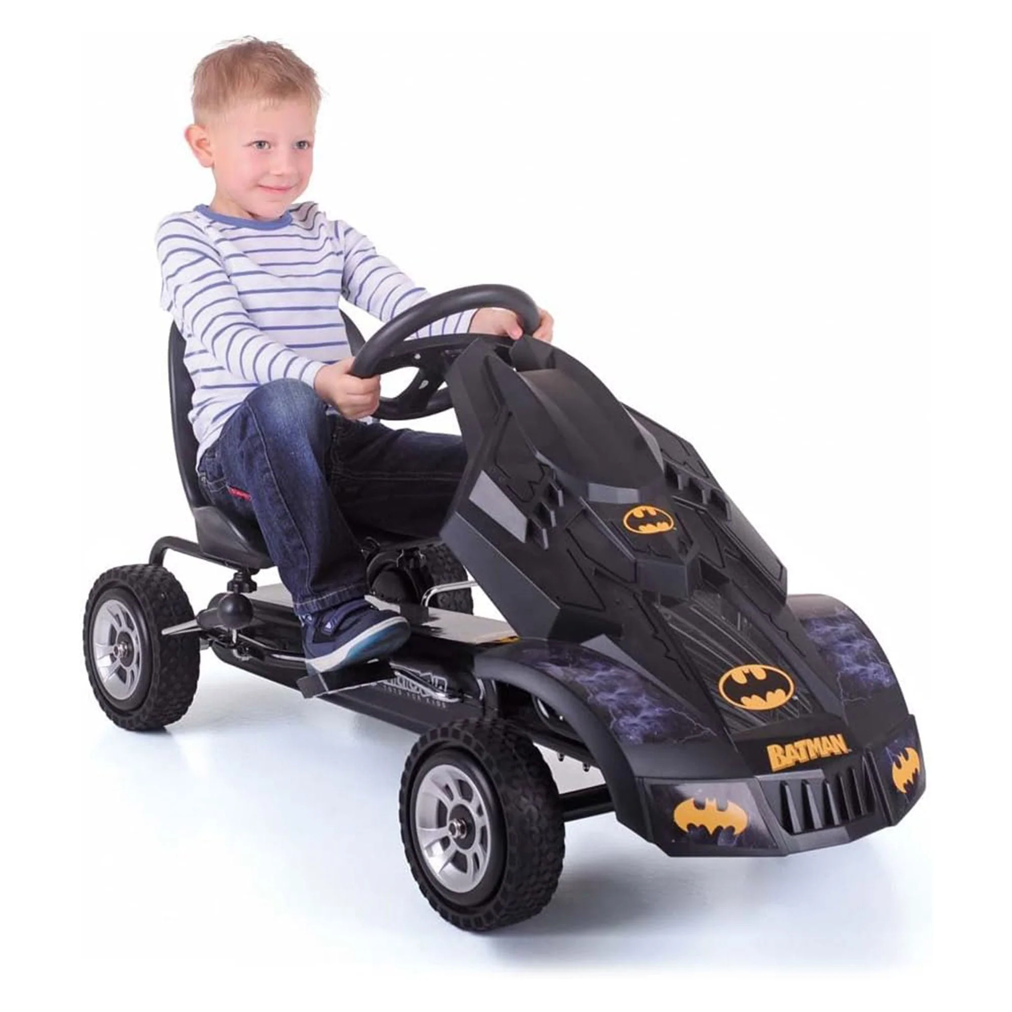 hauck Bat Mobile Pedal Go Kart Superhero Ride On Batman Vehicle for Kids, Black - Image 6