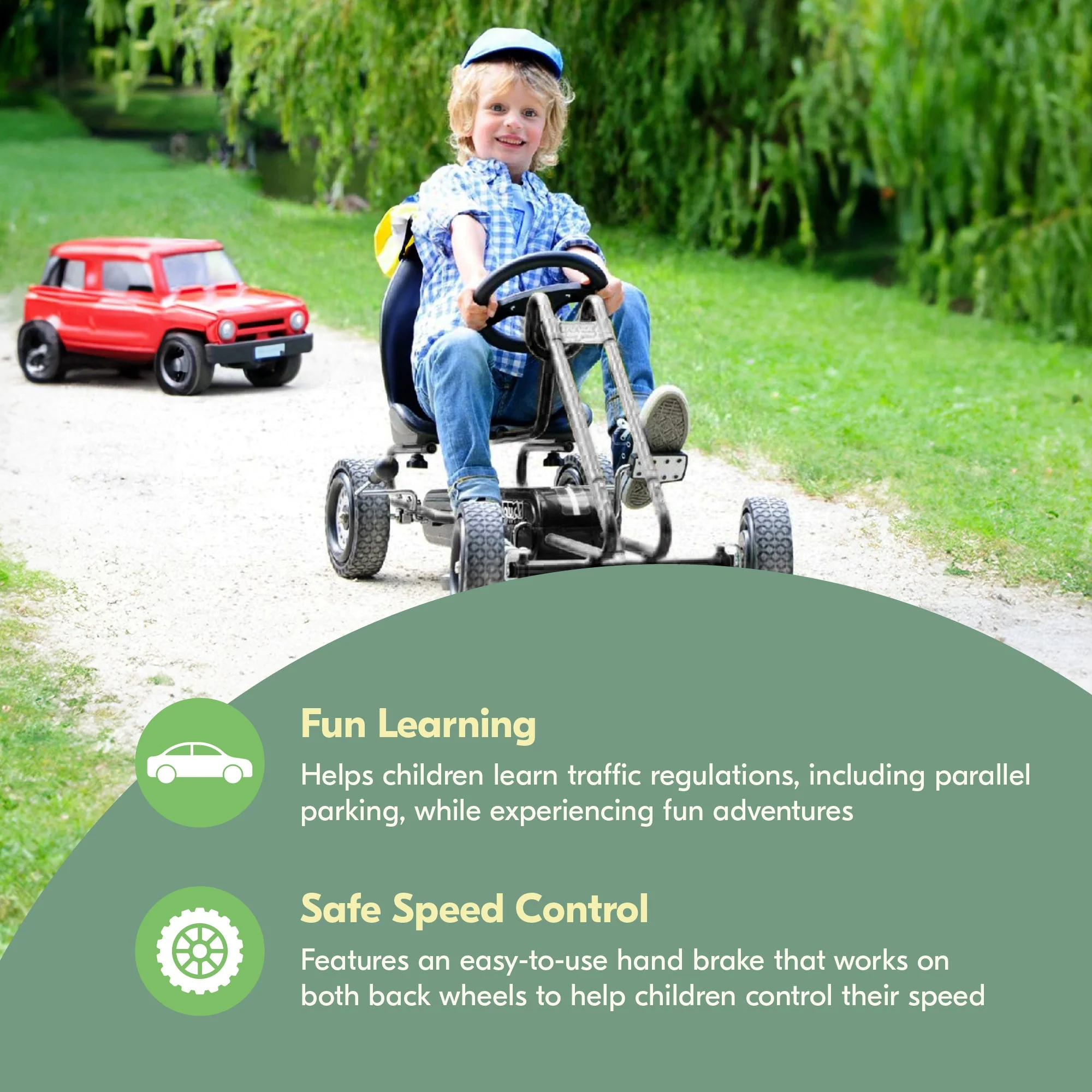hauck Ergonomic Pedal Ride On Go Kart Toys for Boys and Girls Ages 4 to 8, Black - Image 3
