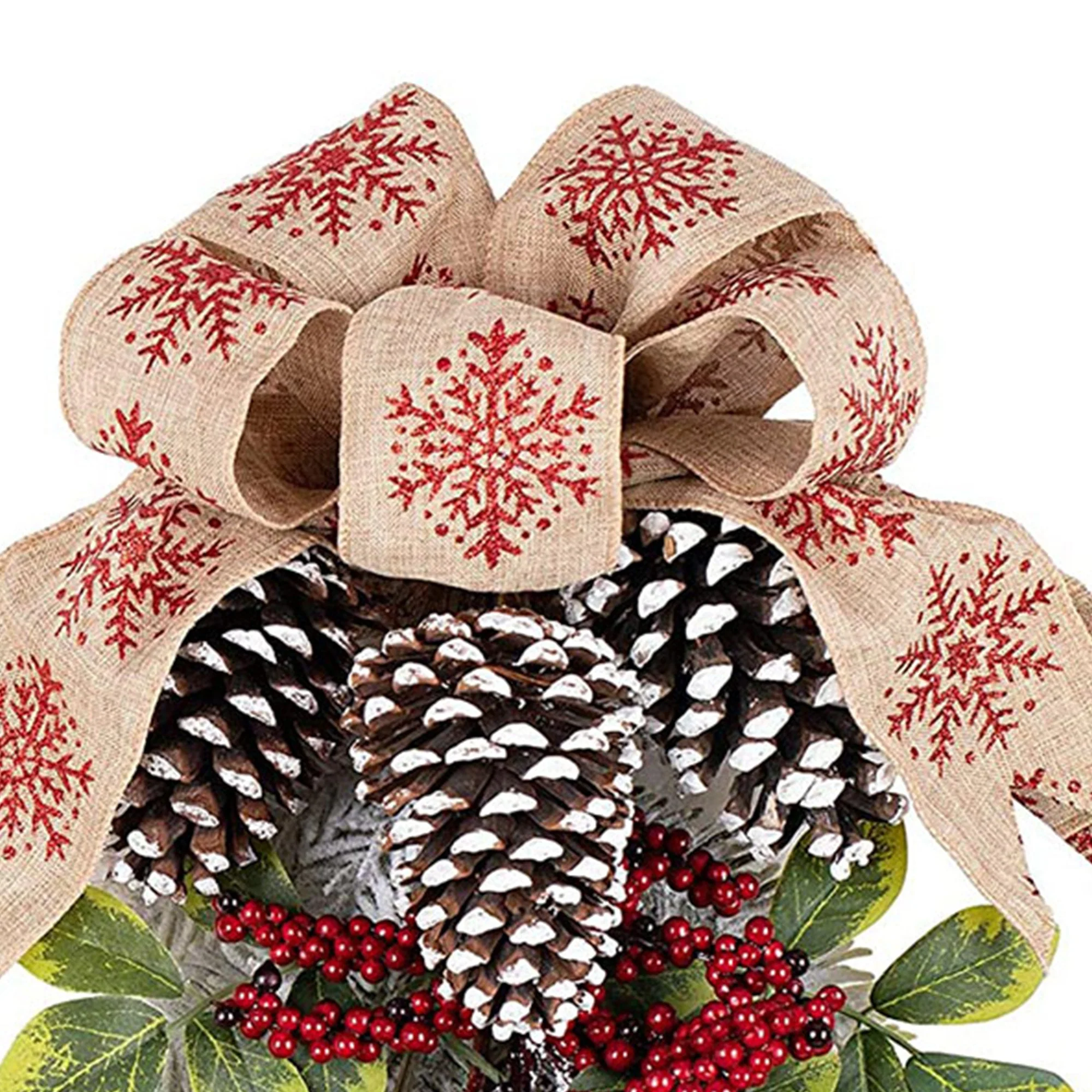 Haute Decor 18" Indoor/Outdoor Country Christmas Wreath w/ Pinecones, Snowflake - Image 4