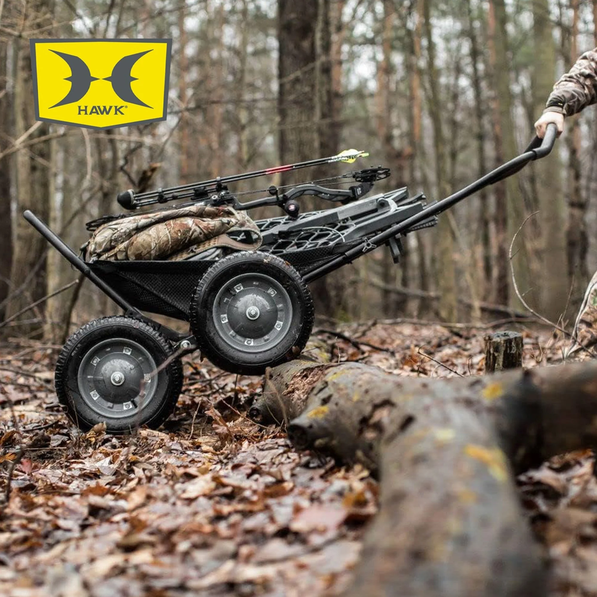 Hawk Crawler Capacity Foldable Multi Use Deer Game Recovery Cart, Black (2 Pack) - Image 5