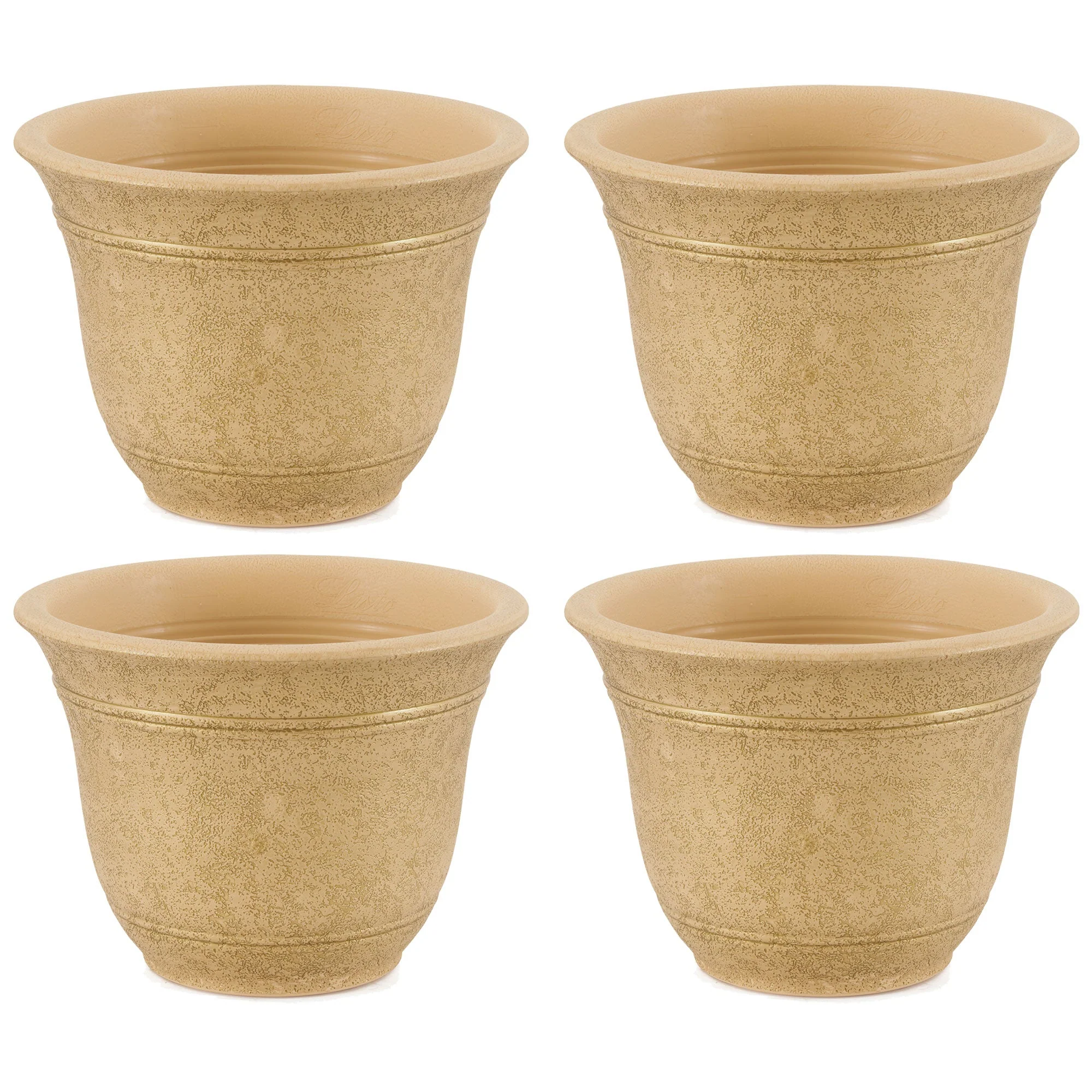 HC Companies Sierra 10 Inch Round Garden Planter Pot, Arizona Sand (4 Pack)