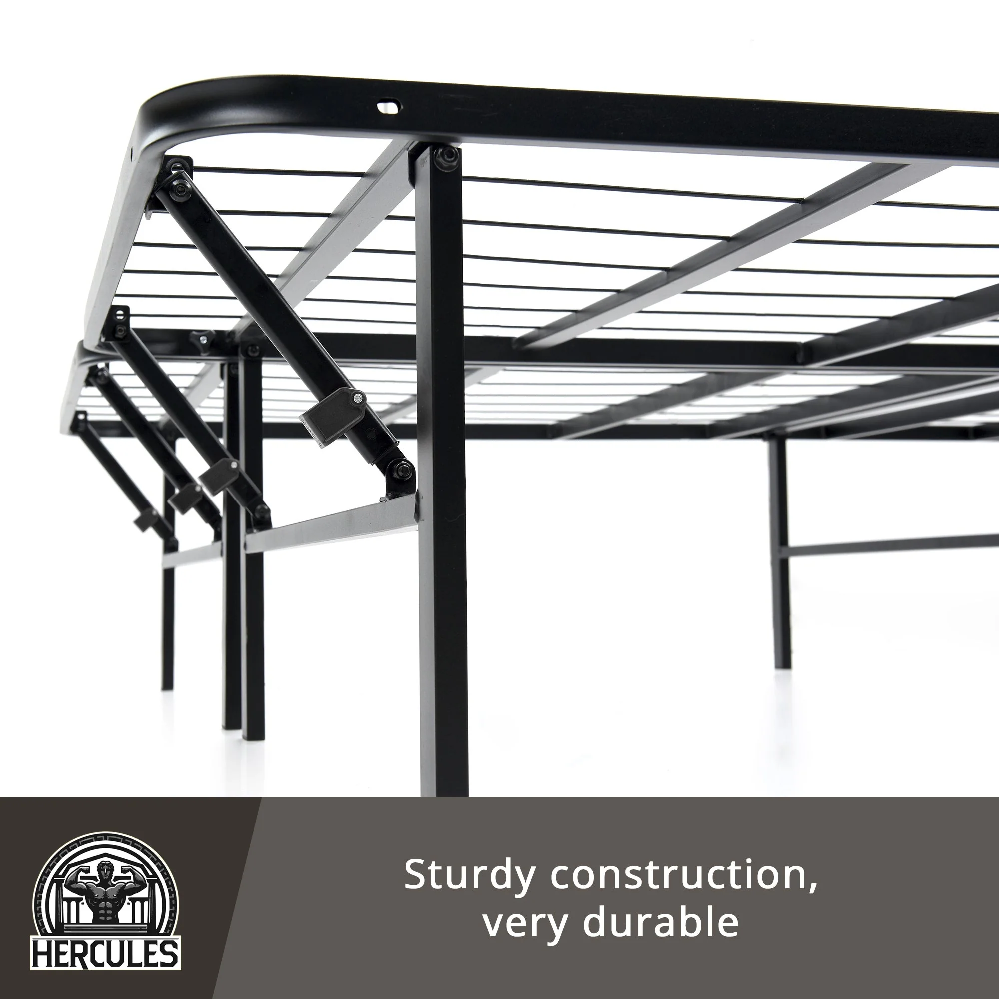 Hercules Folding Metal Bed Frame, 14 Inch Platform Mattress Foundation, Twin - Image 7