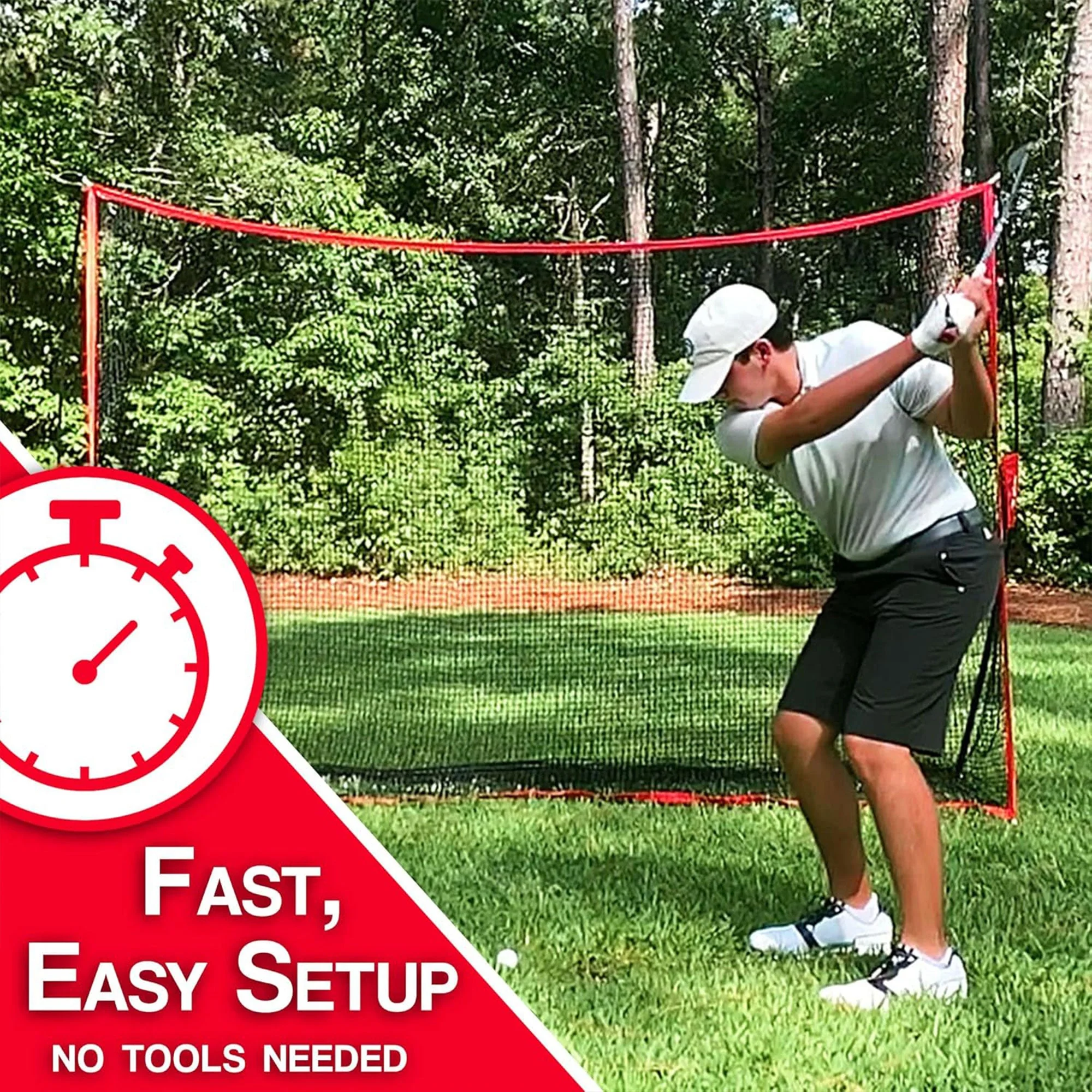 Hit Run Steal 10 x 7 Feet Golf Hitting Net for Indoor/Outdoor Use, Red/Black - Image 6