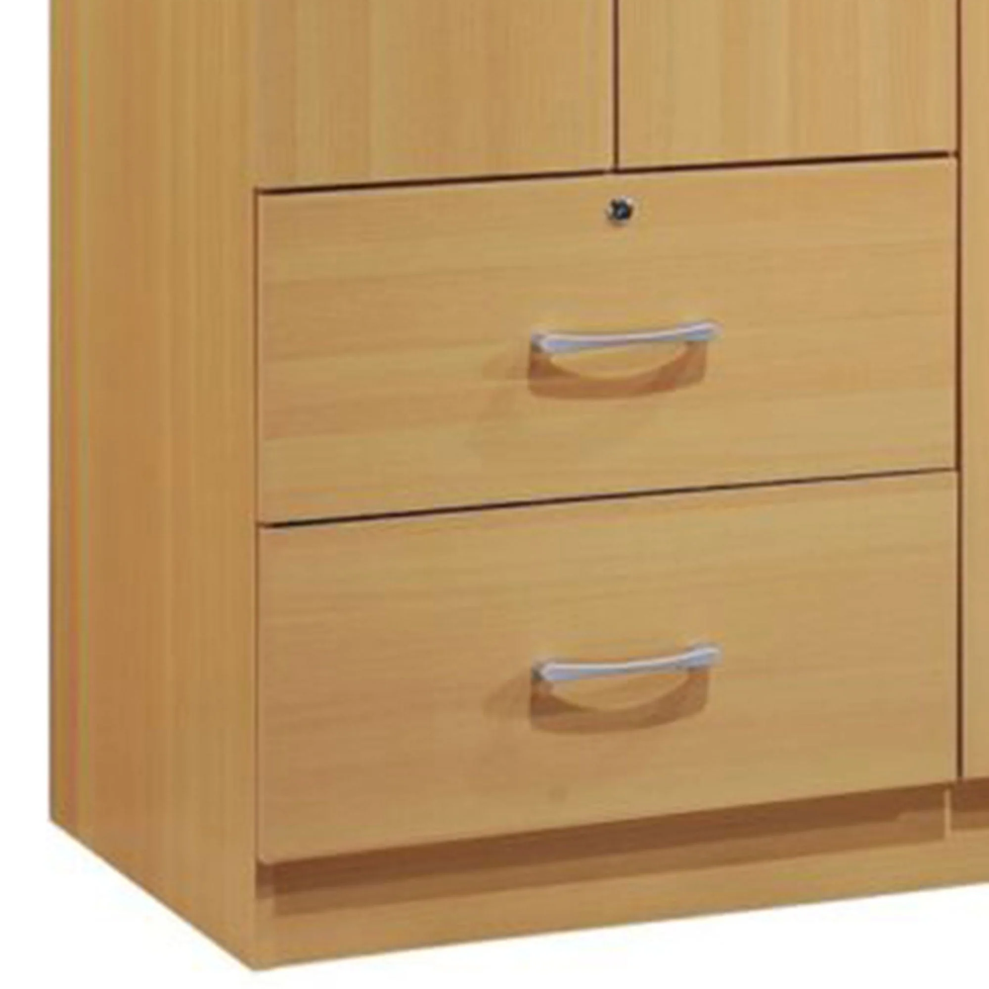 Hodedah Import 3 Door Armoire with Clothing Rod, Shelves, and 2 Drawers, Beech - Image 6