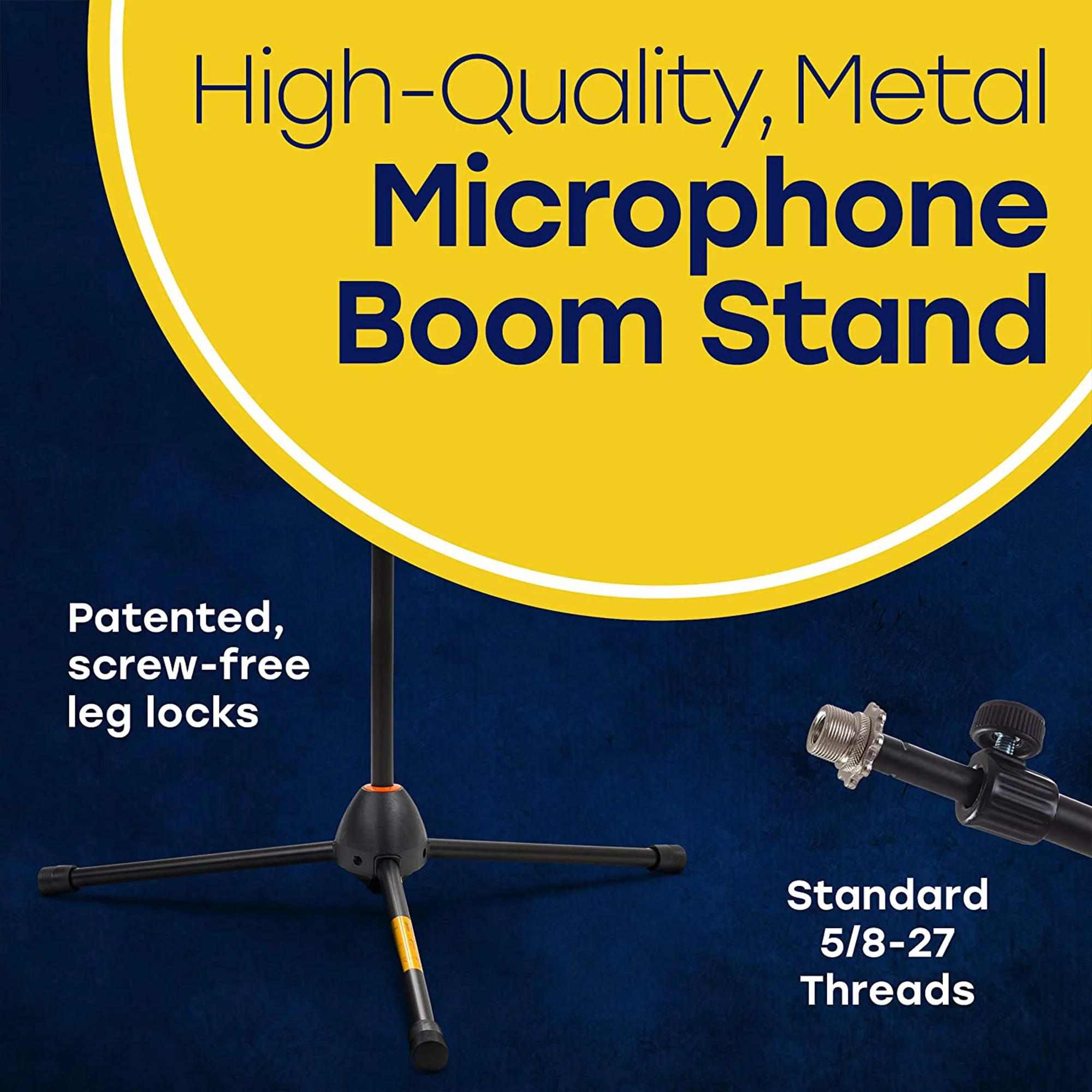 Hola! Music Adjustable Height Standard Clutch Studio Microphone Stand, (2 Pack) - Image 3