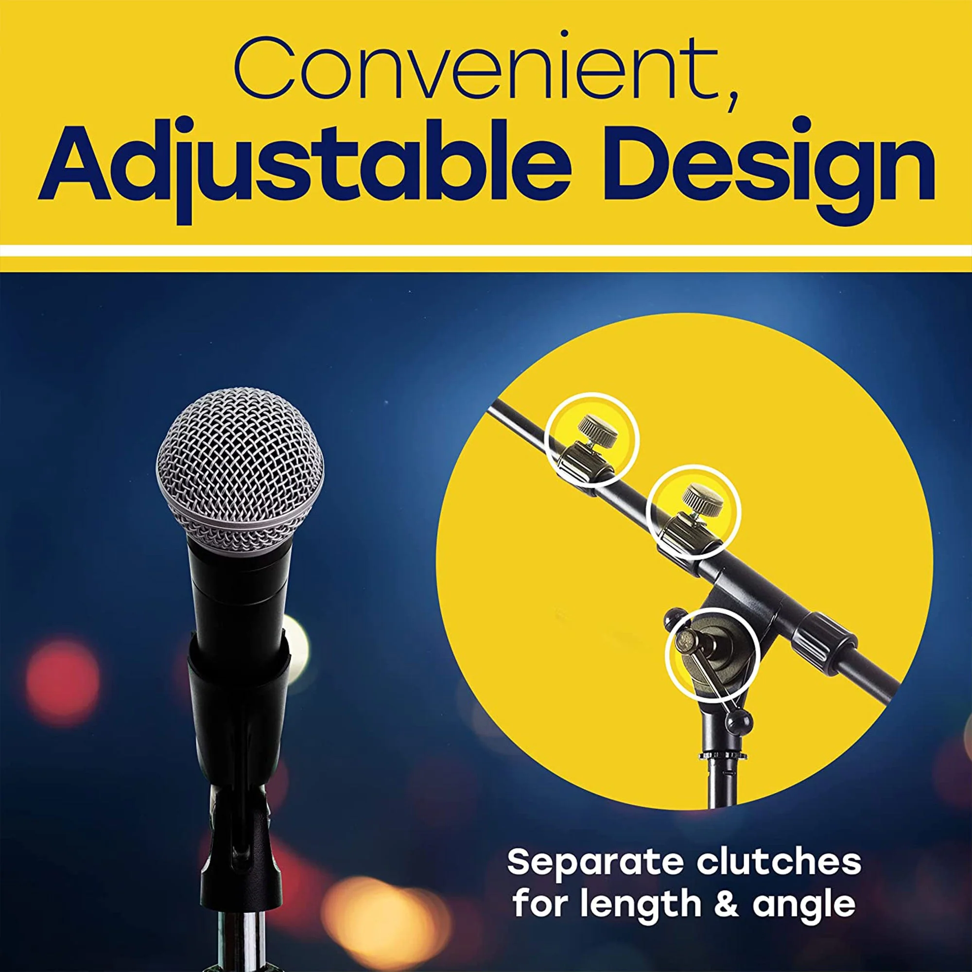 Hola! Music Adjustable Height Standard Clutch Studio Microphone Stand, (2 Pack) - Image 4
