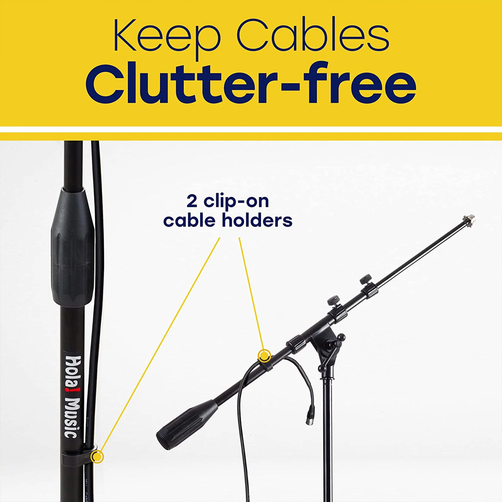 Hola! Music Adjustable Height Standard Clutch Studio Microphone Stand, (2 Pack) - Image 6