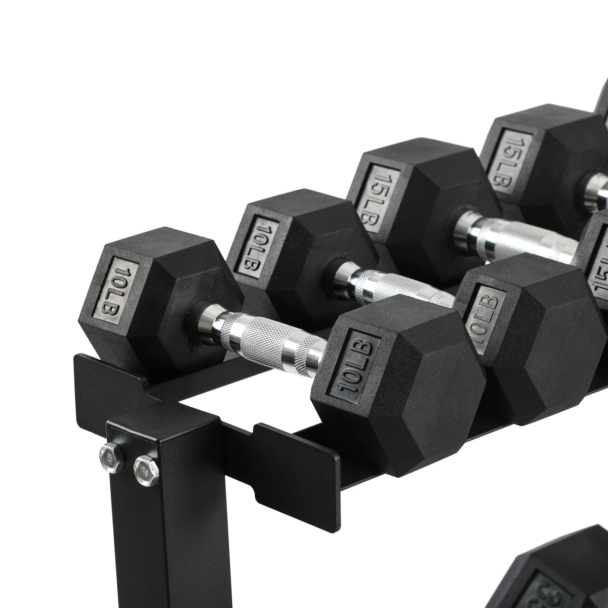 HolaHatha 210 Pound Rubber Encased Dumbbell Strength Training Weight Set w/ Rack - Image 9