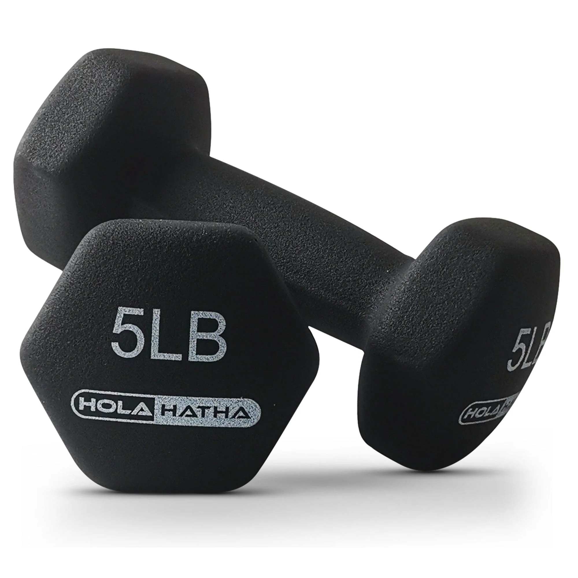 HolaHatha 3, 5 & 8 Pound Hex Dumbbell Hand Weight Set with Storage Rack, Black - Image 8
