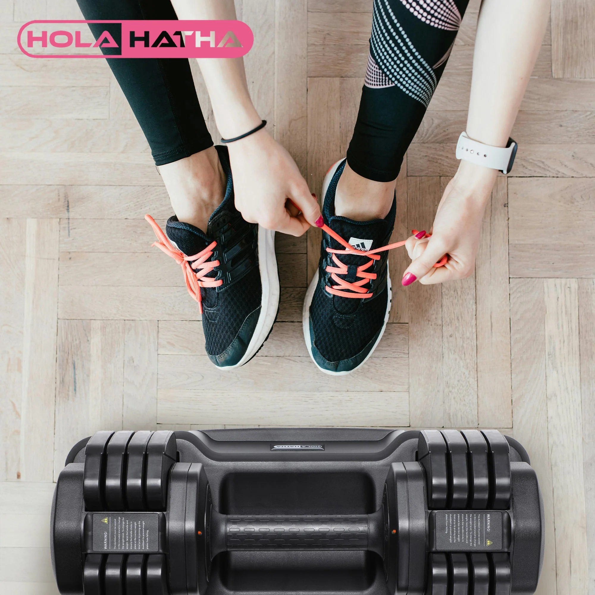 HolaHatha 5 in 1 Adjustable Dumbbell Home Workout Equipment, Black (2 Pack) - Image 5