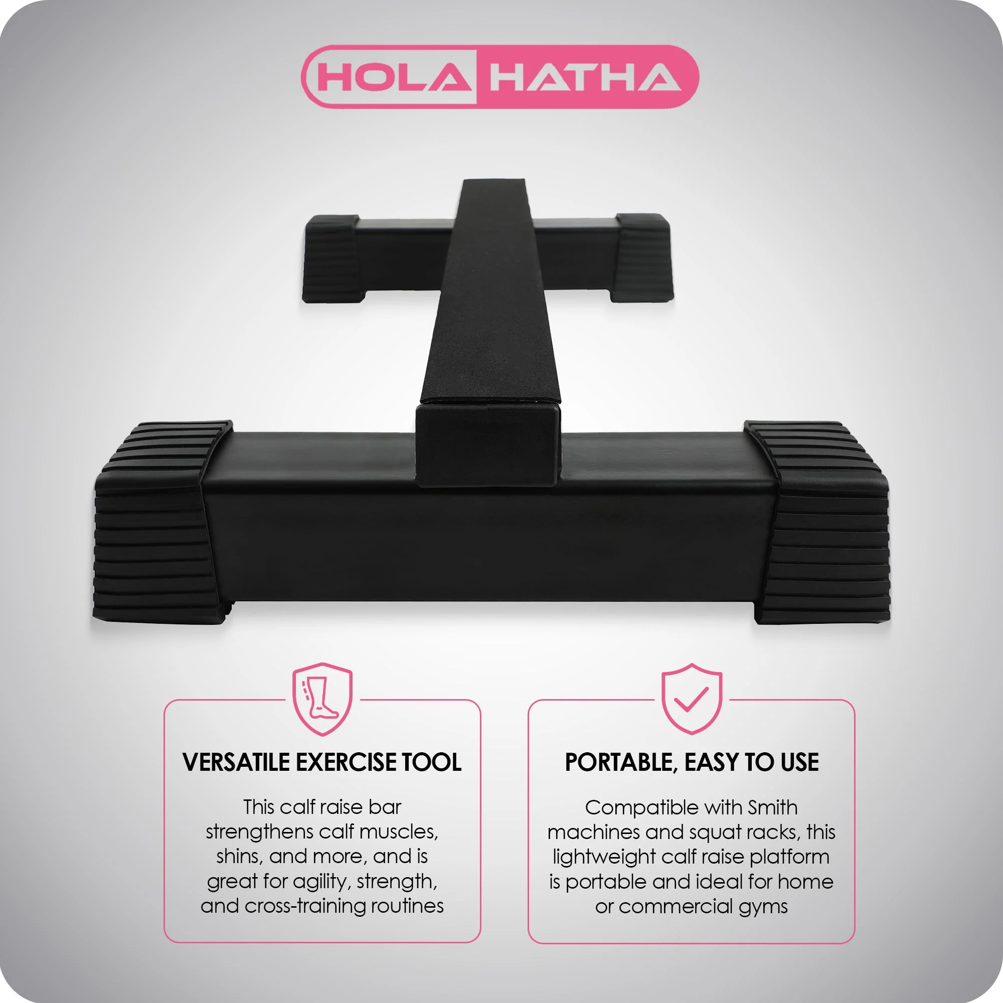 HolaHatha Calf Raise Bar Leg Exercise Non Slip Steel Fitness Stretcher, Black - Image 4