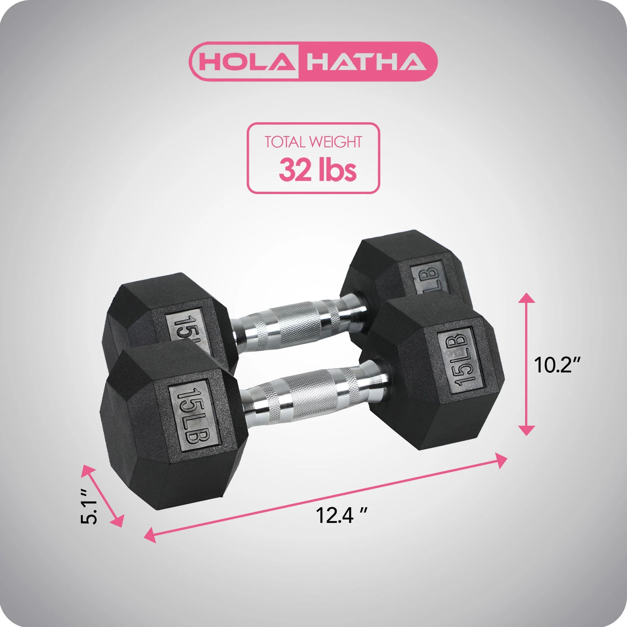 HolaHatha Iron Hexagonal Cast Home Exercise Dumbbell Free Weight, 15 Pounds - Image 3