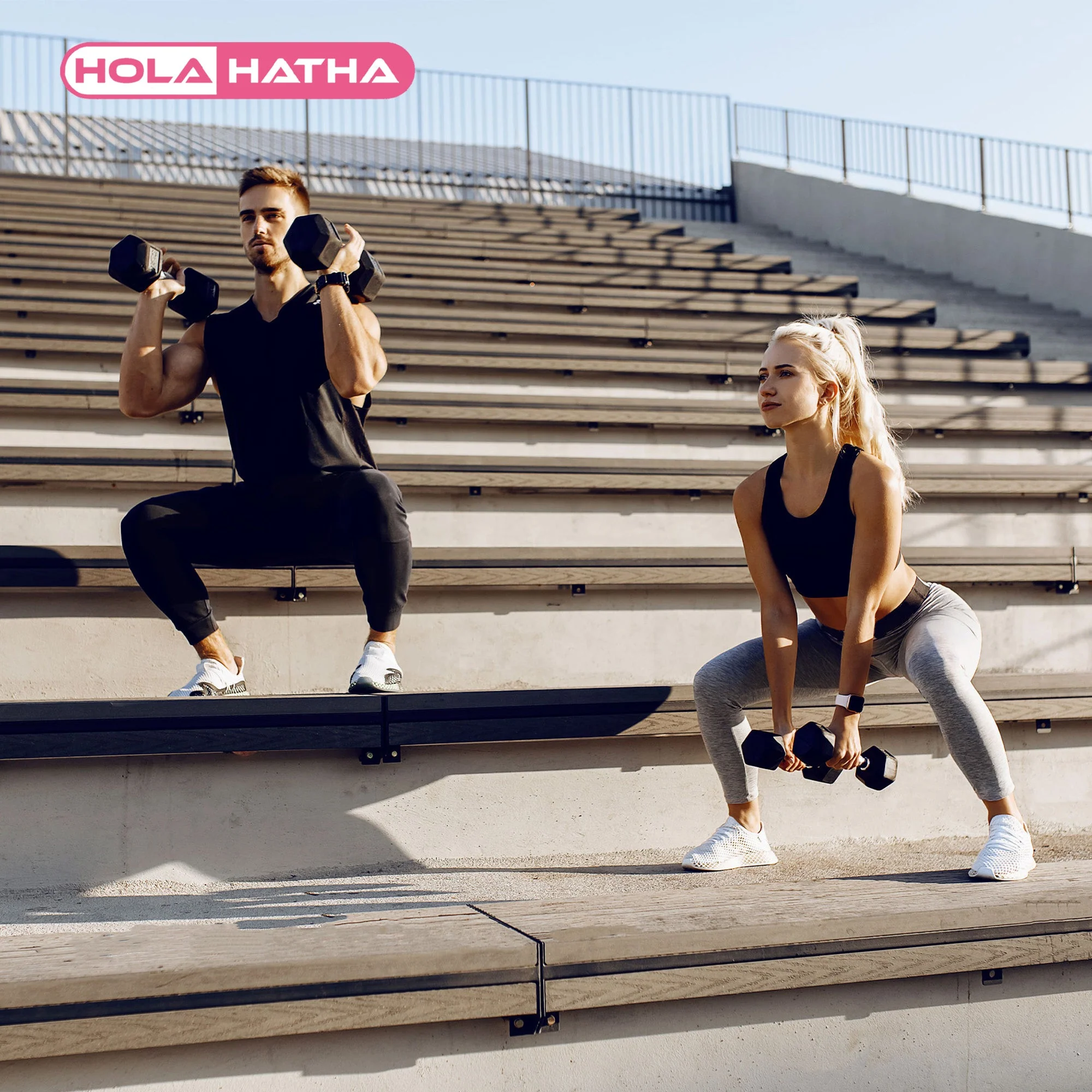 HolaHatha Iron Hexagonal Cast Home Exercise Dumbbell Free Weight, 15 Pounds - Image 5