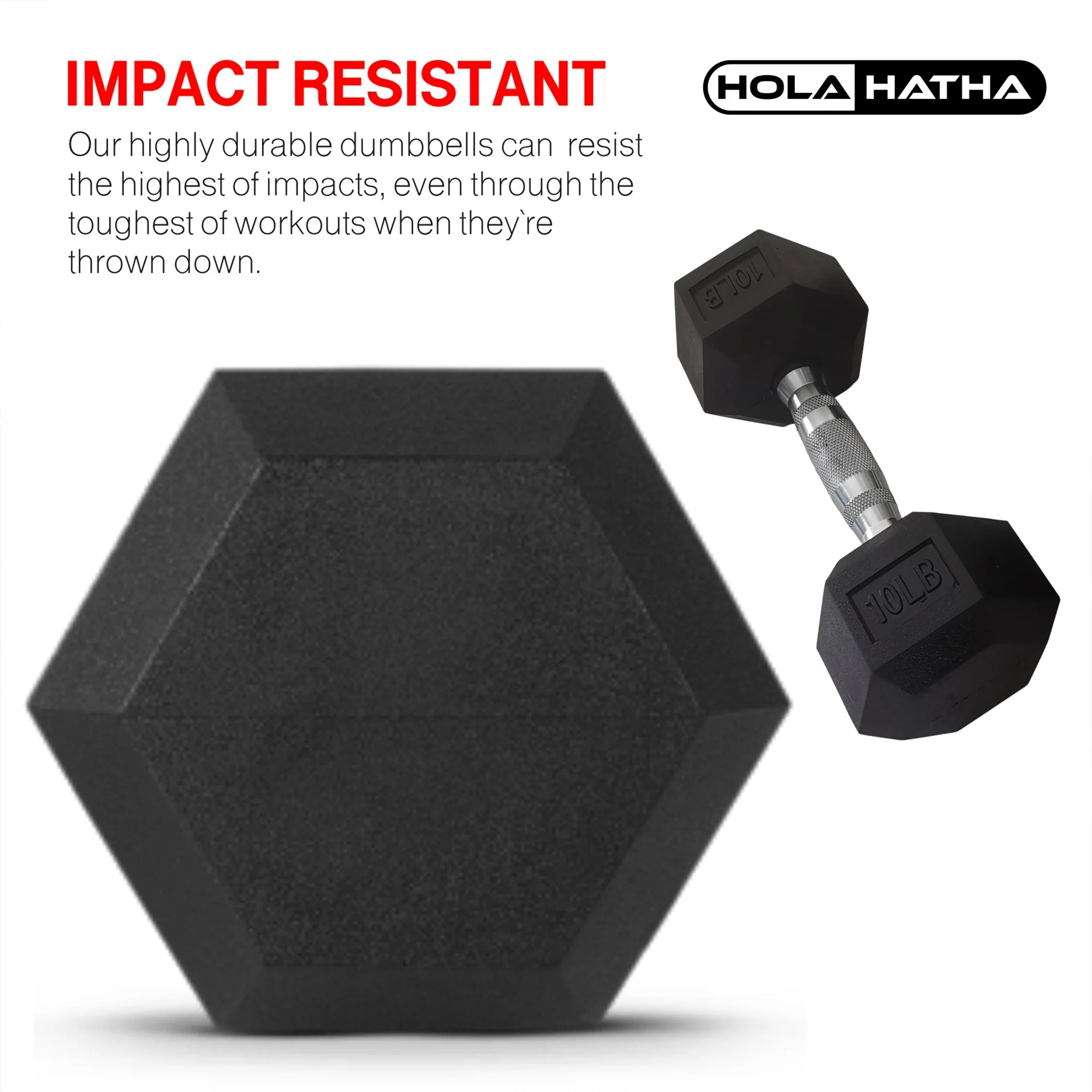 HolaHatha Iron Hexagonal Cast Home Exercise Dumbbell Free Weight, 45 Pounds - Image 3
