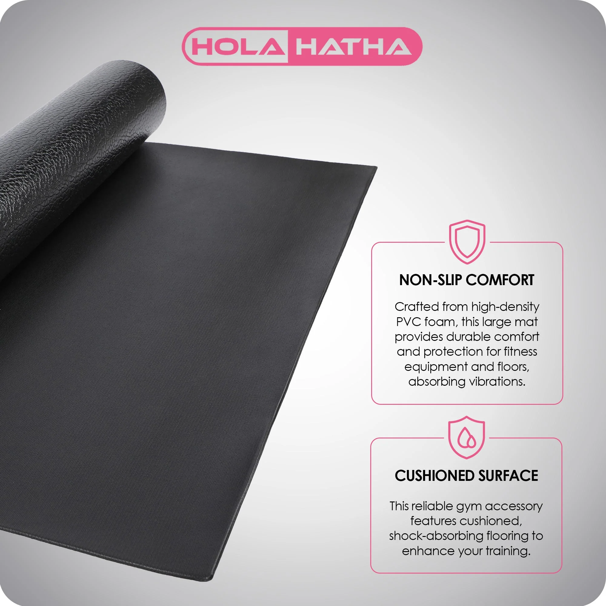 HolaHatha Lightweight Padded Foam Exercise Mat for Workout Activity, Small, Grey - Image 5