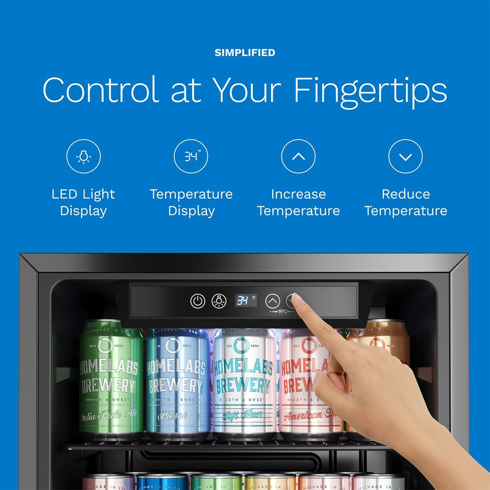hOmeLabs 120 Can Beverage Refrigerator Cooler Glass Door Mini Fridge, 3.2 Cu Ft - Image 3