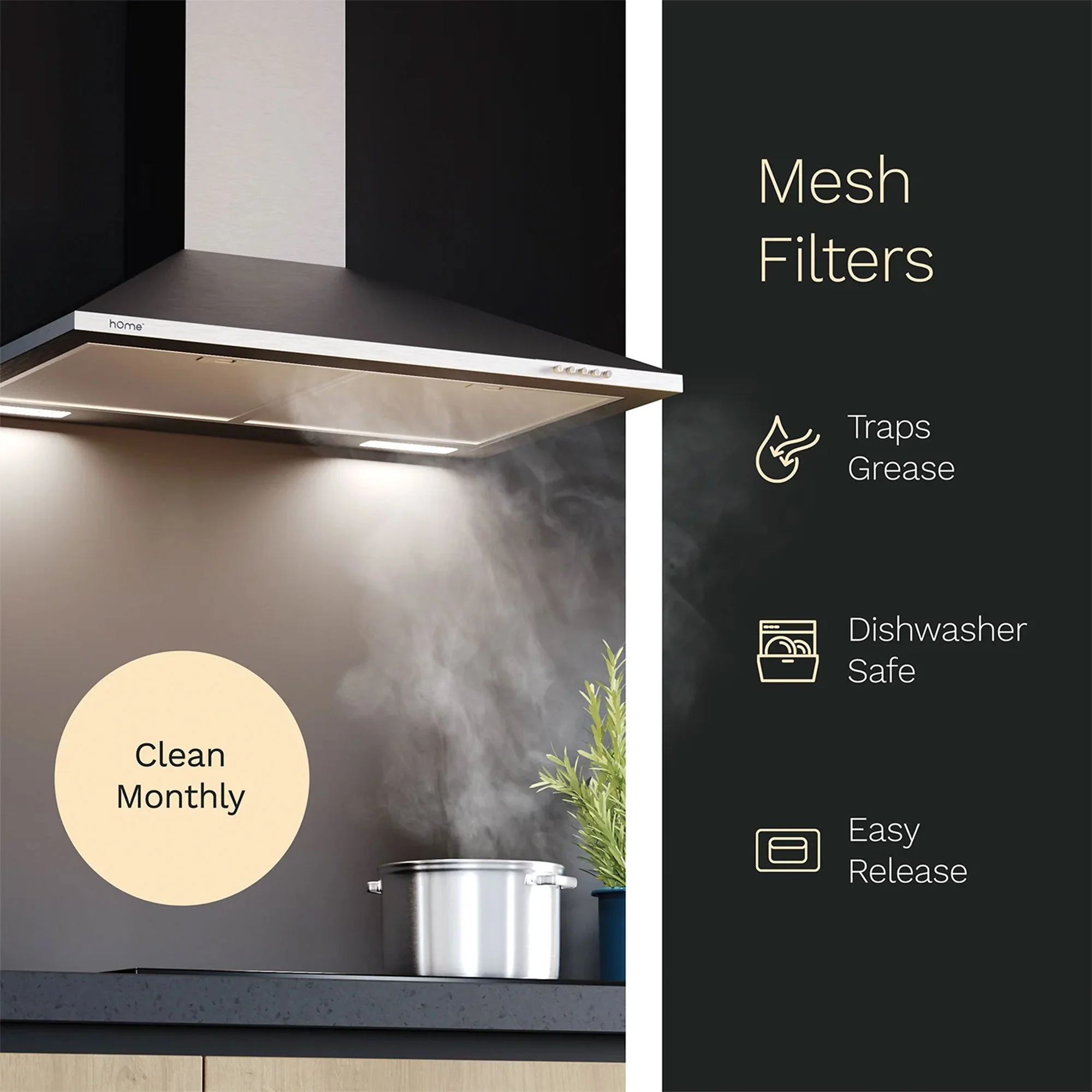 hOmeLabs 30 Inch Stainless Steel Wall Mount Range Hood Exhaust Fan for Kitchen - Image 7