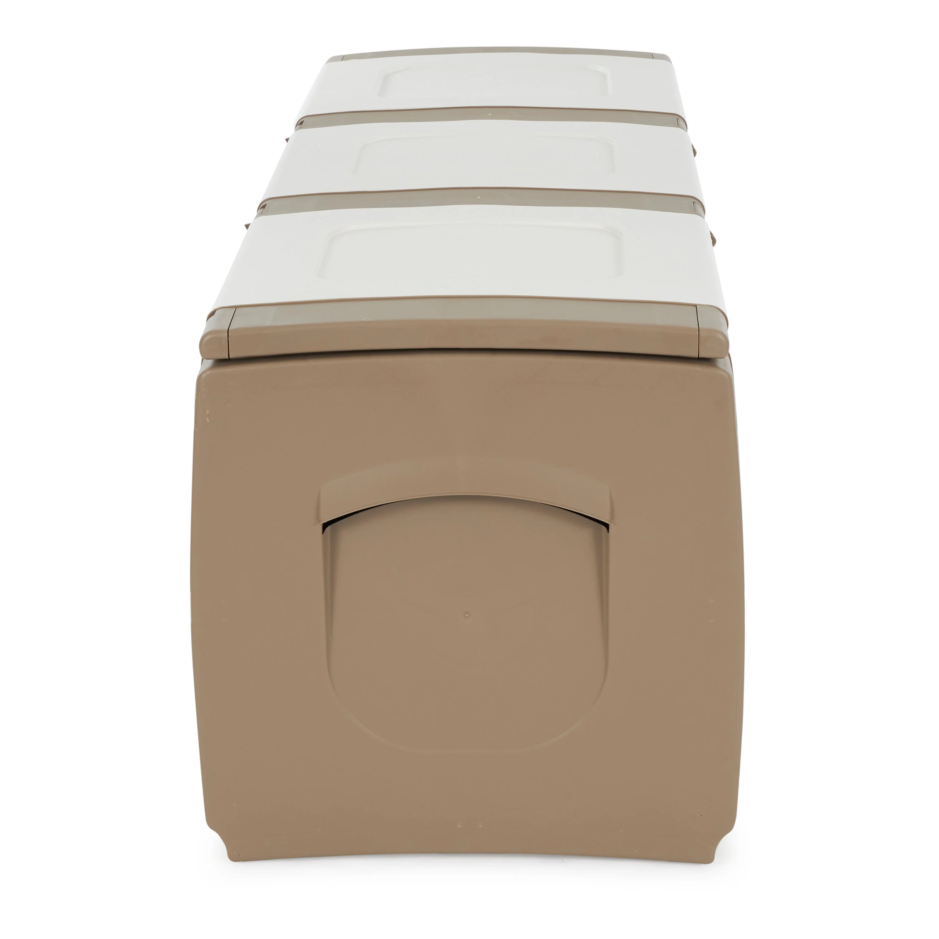 Homeplast Bold 79 Gallon Plastic Storage Trunk Resin Deck Box, Beige/White - Image 4