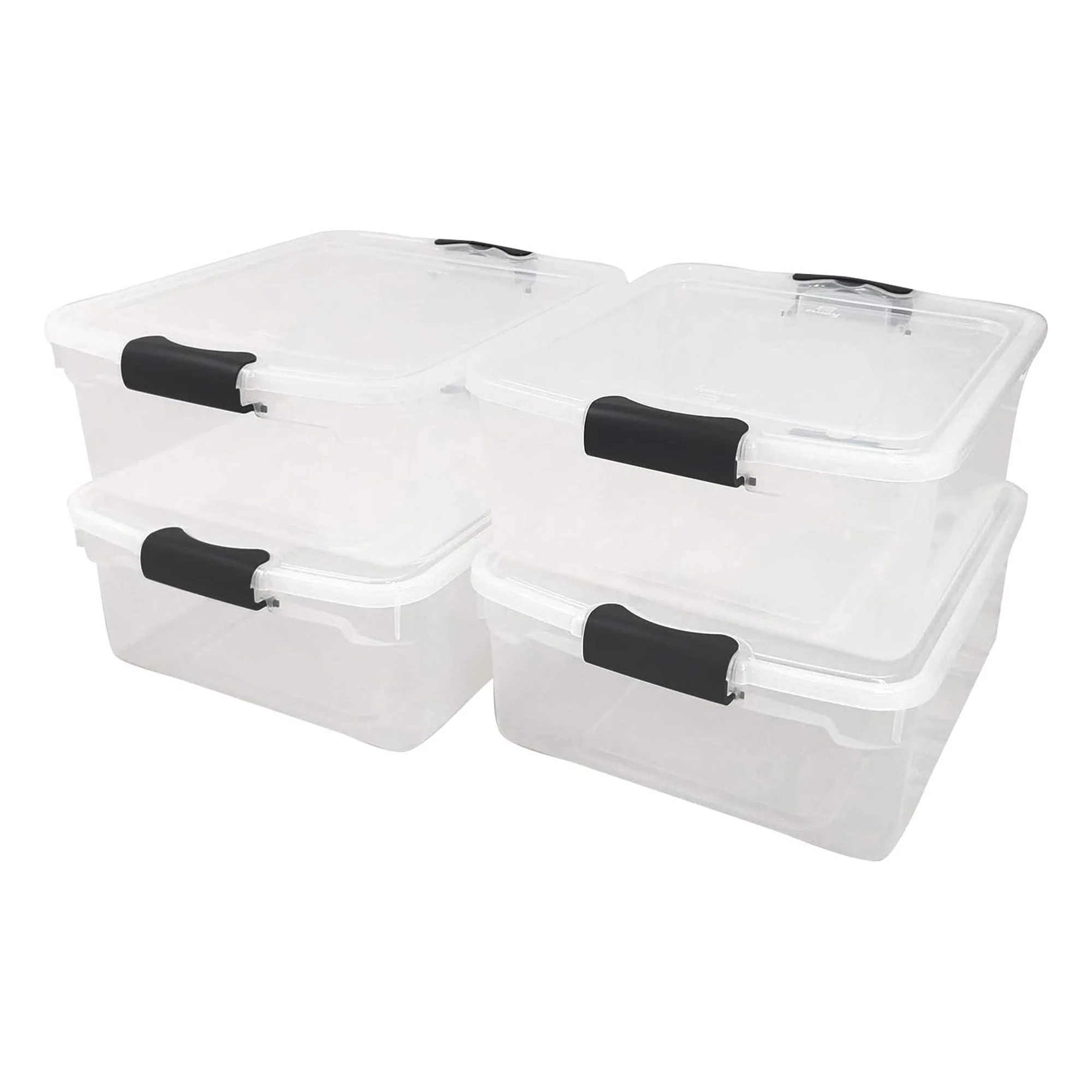 Homz 15.5 Qt Plastic Stackable Storage Container w/Lid, Gray Latch (12 Pack) - Image 10