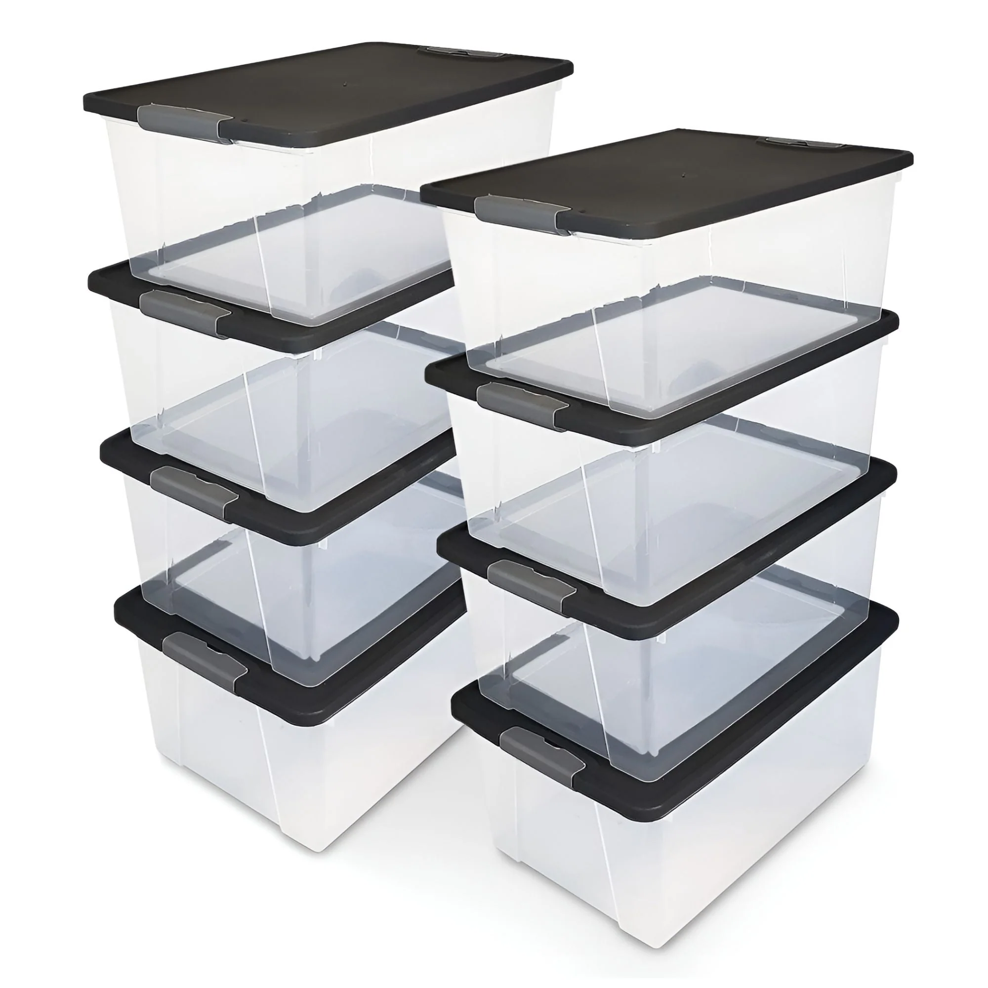Homz 15 Qt Stackable Plastic Storage Container w/Snaplock Lid, Gray (8 Pack) - Image 8