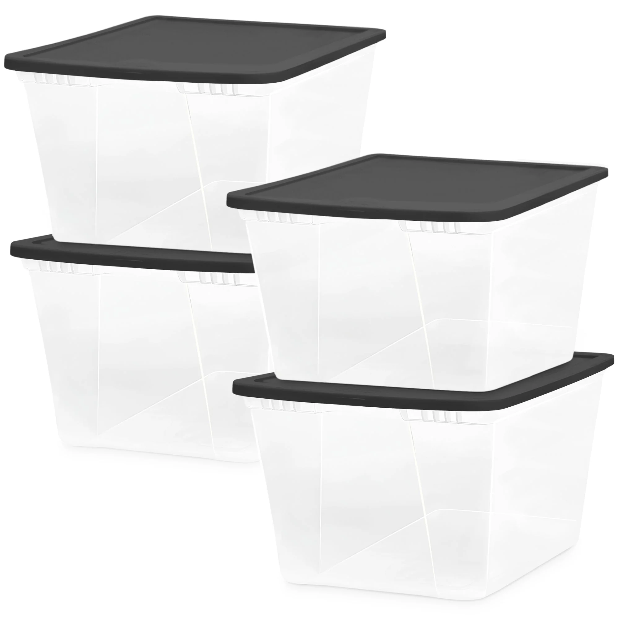 Homz 56 Qt Stackable Plastic Storage Container w/Snaplock Lid, Gray (4 Pack) - Image 11