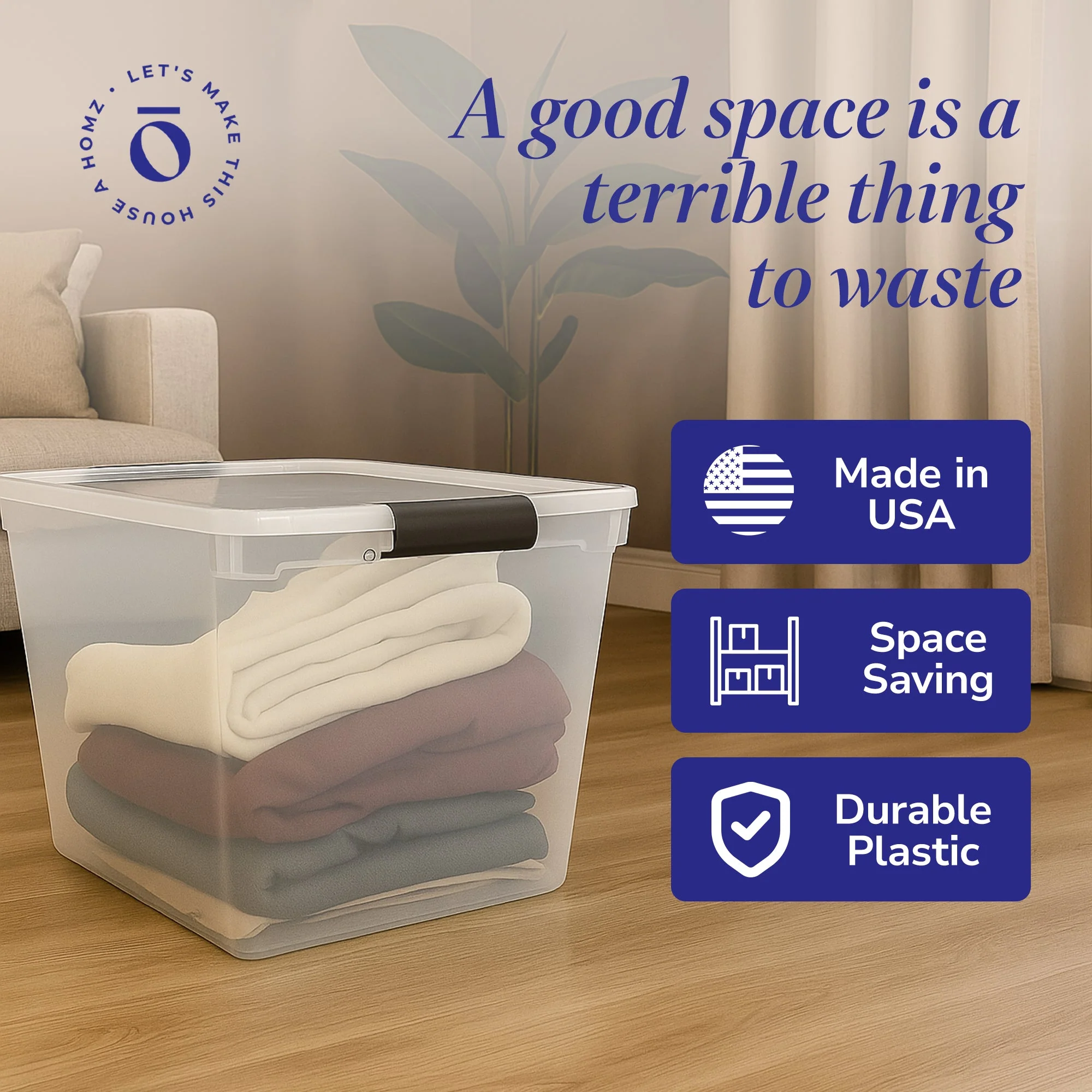 Homz Secure Latch Large Clear Stackable Storage Container Bin, 31 Quart (8 Pack) - Image 5