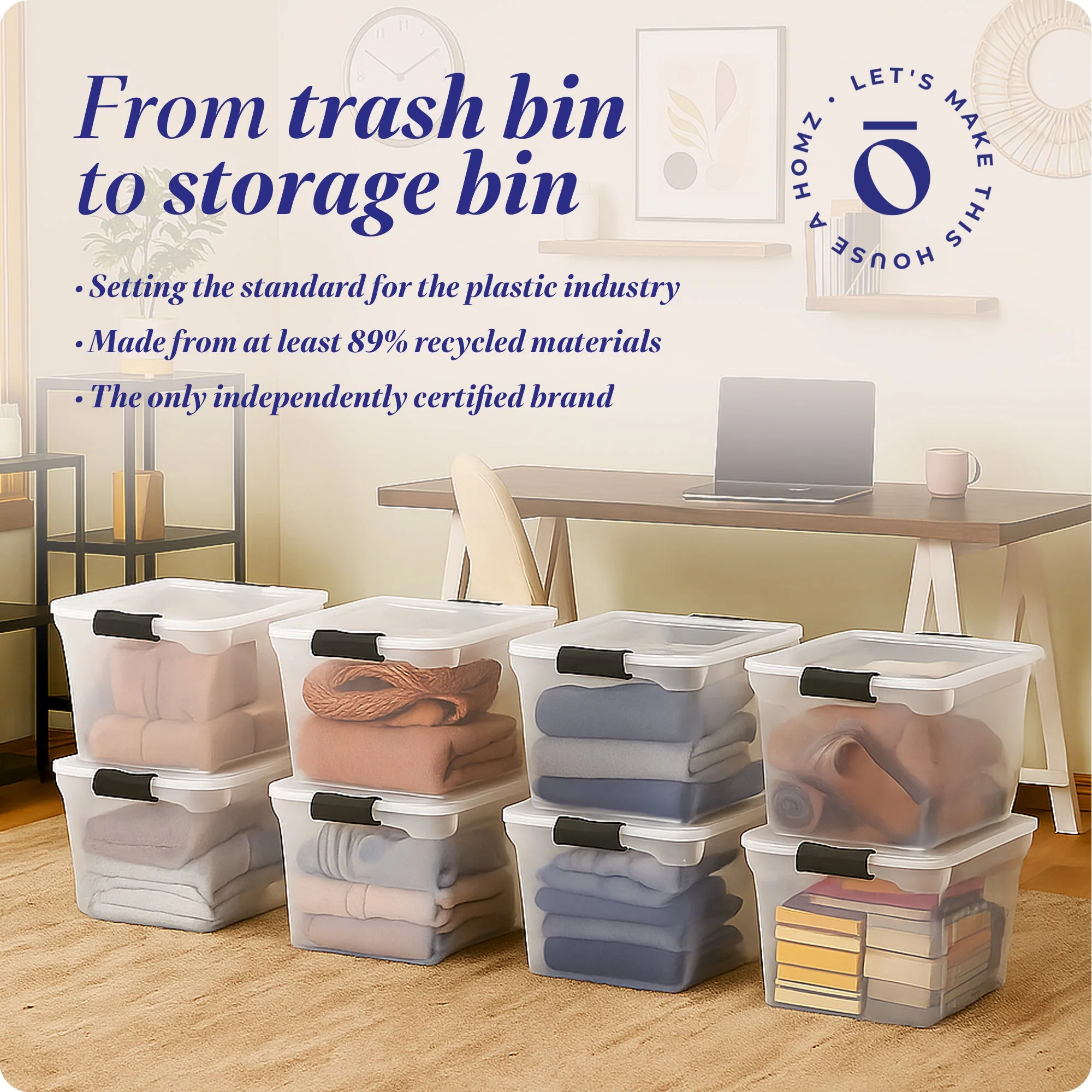 Homz Secure Latch Large Clear Stackable Storage Container Bin, 31 Quart (8 Pack) - Image 7