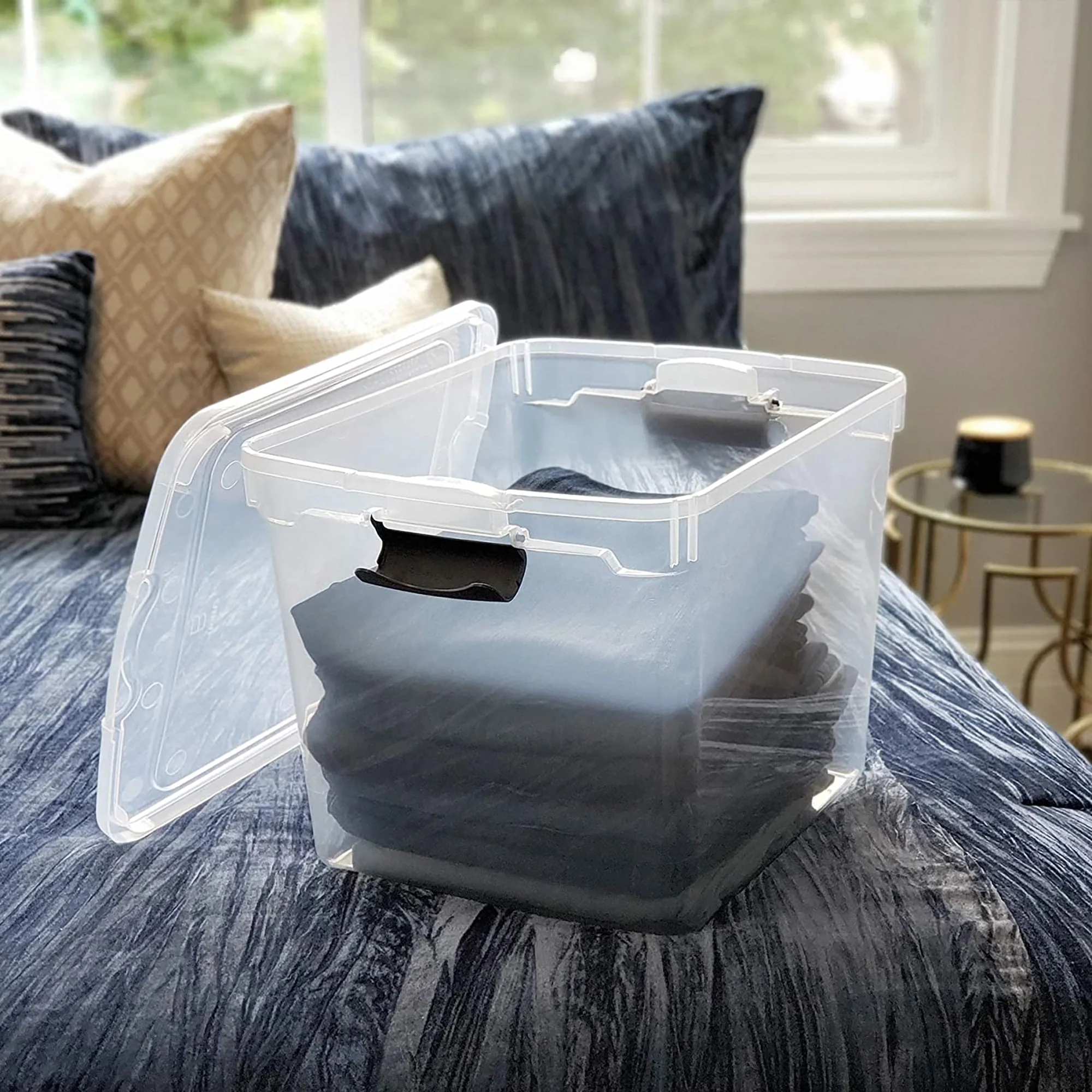 Homz Secure Latch Large Clear Stackable Storage Container Bin, 31 Quart (8 Pack) - Image 9