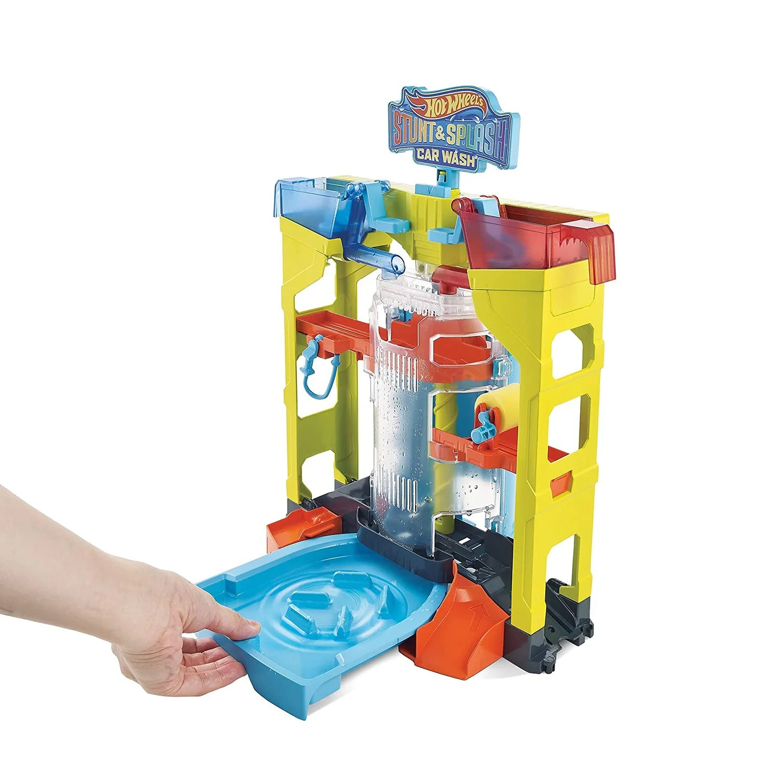 Hot Wheels City Stunt & Splash Car Wash Playset w/ Color Changing 1:64 Scale Car - Image 3